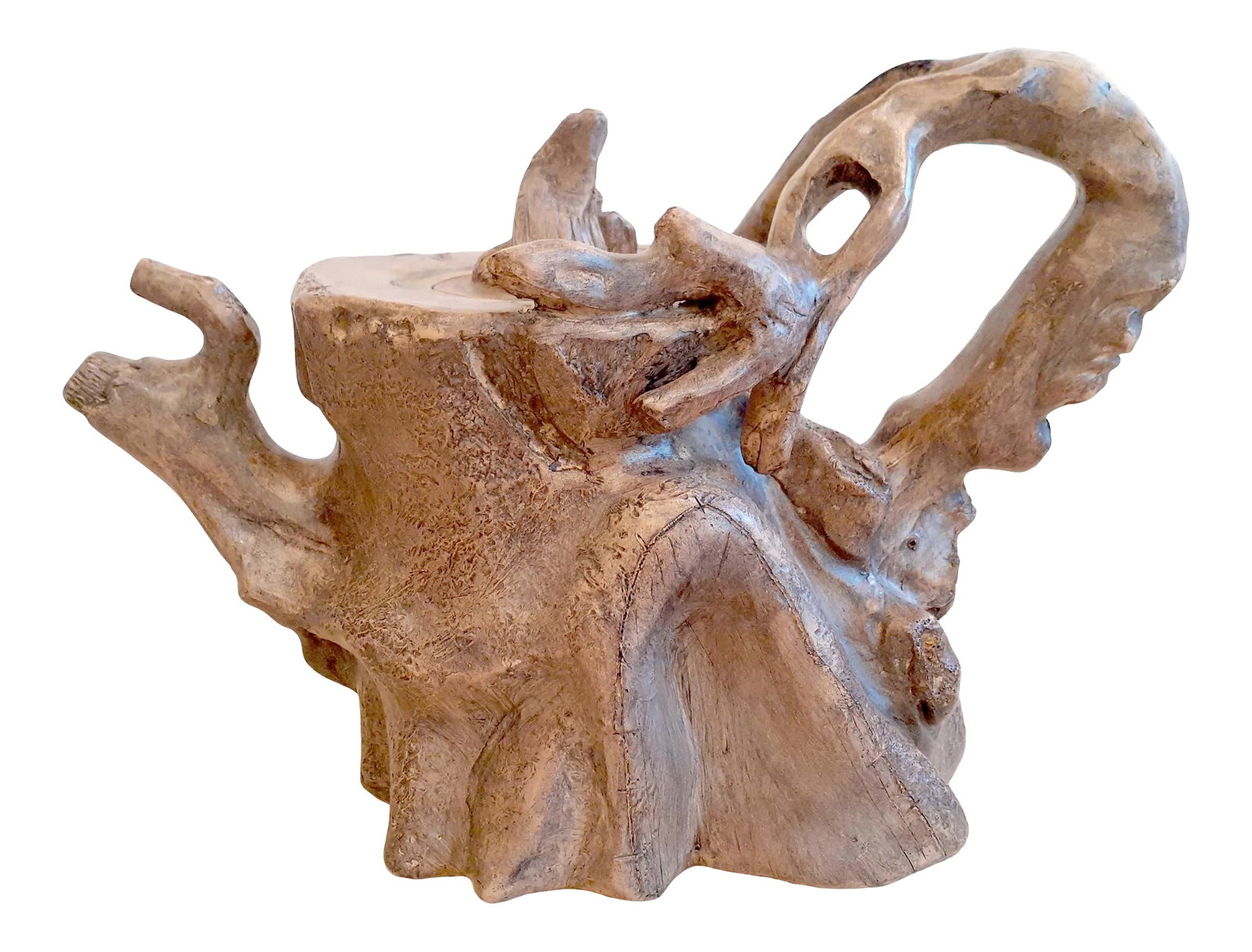 Mid 20th Century Chinese Yixing Duan Ni Tree Stump Tea Pot