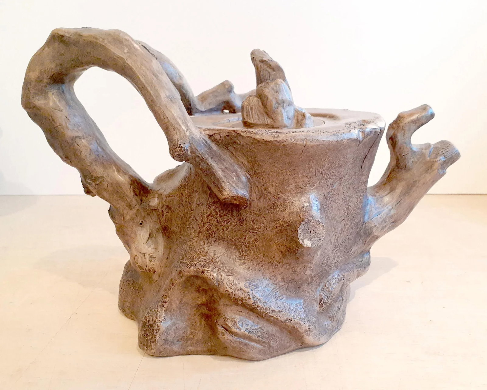 Mid 20th Century Chinese Yixing Duan Ni Tree Stump Tea Pot - 5