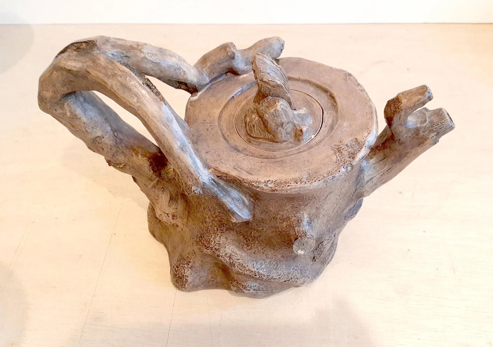 Mid 20th Century Chinese Yixing Duan Ni Tree Stump Tea Pot - 6