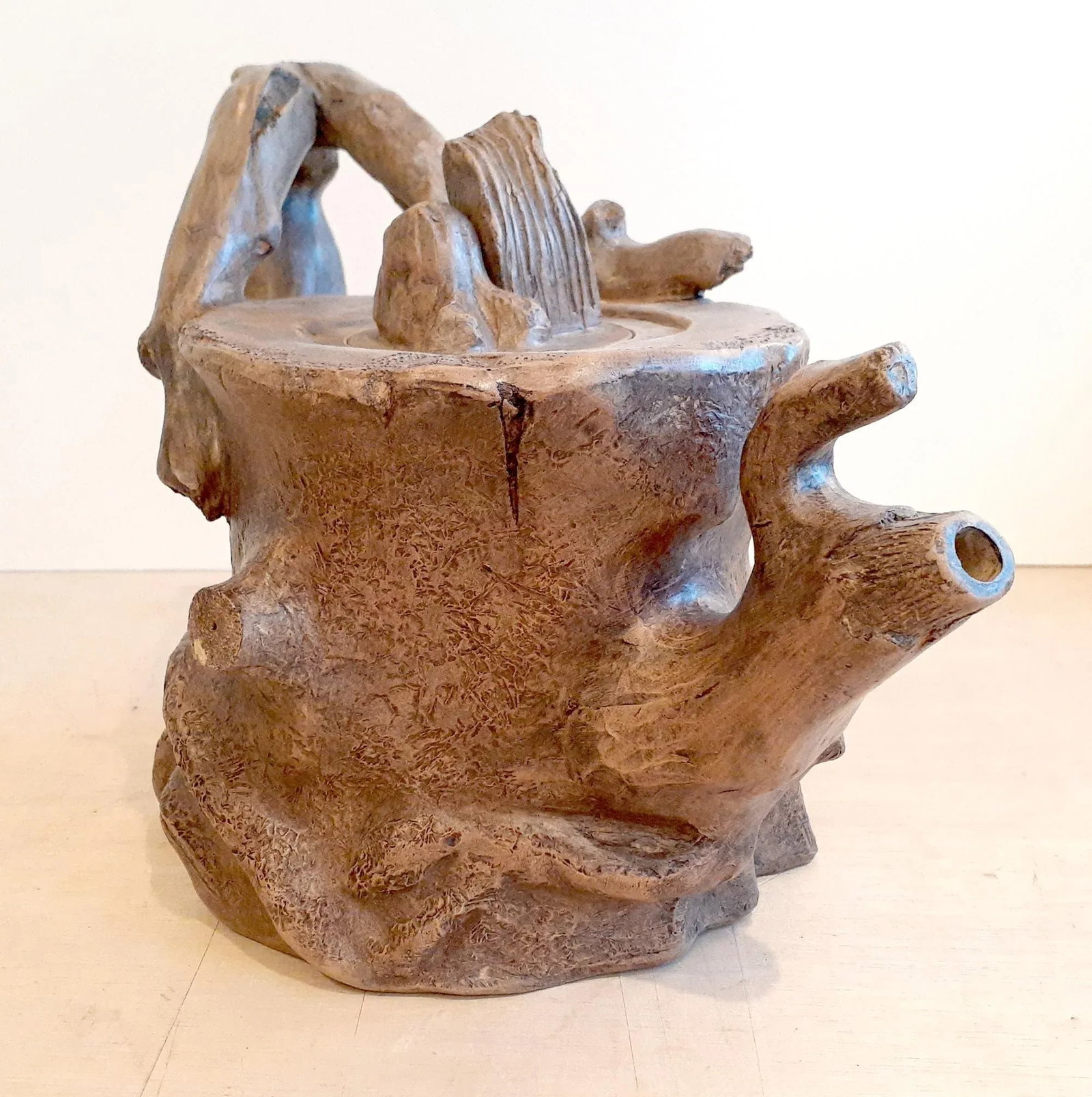Mid 20th Century Chinese Yixing Duan Ni Tree Stump Tea Pot - 7