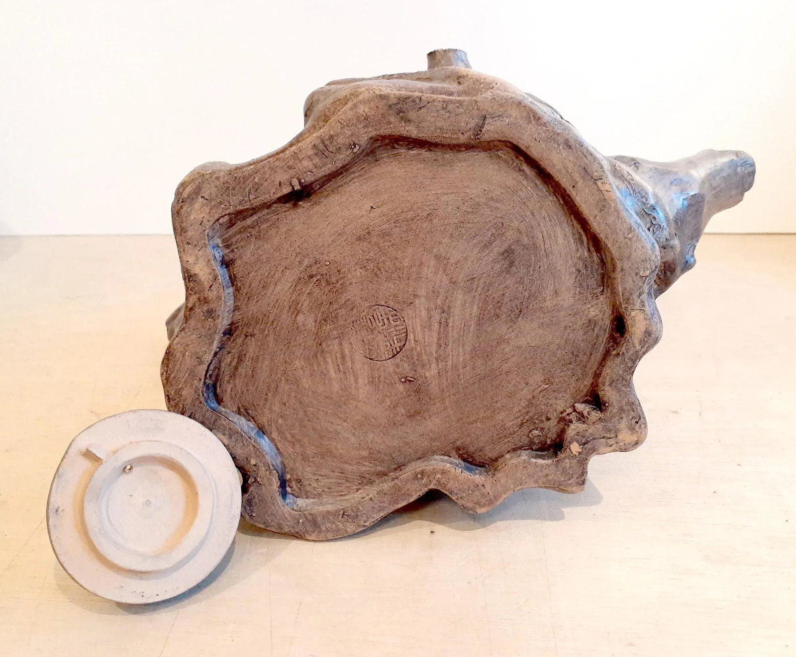 Mid 20th Century Chinese Yixing Duan Ni Tree Stump Tea Pot - 8