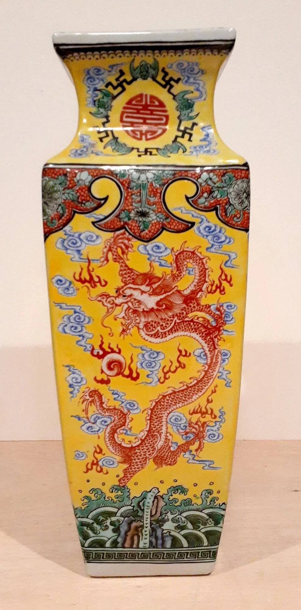 Early 20th Century Large Chinese Porcelain Dragon Phoenix Vase - 2