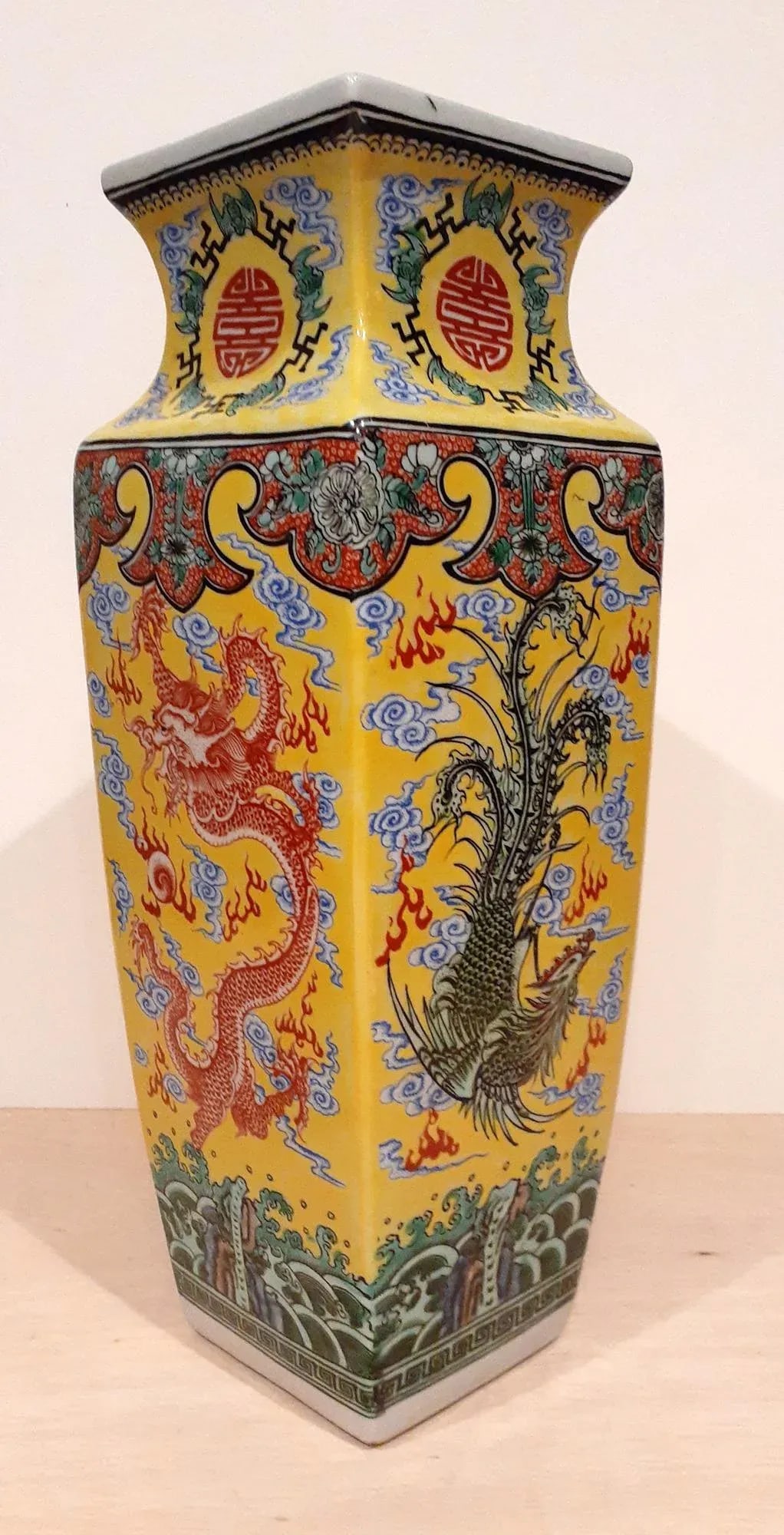 Early 20th Century Large Chinese Porcelain Dragon Phoenix Vase - 3