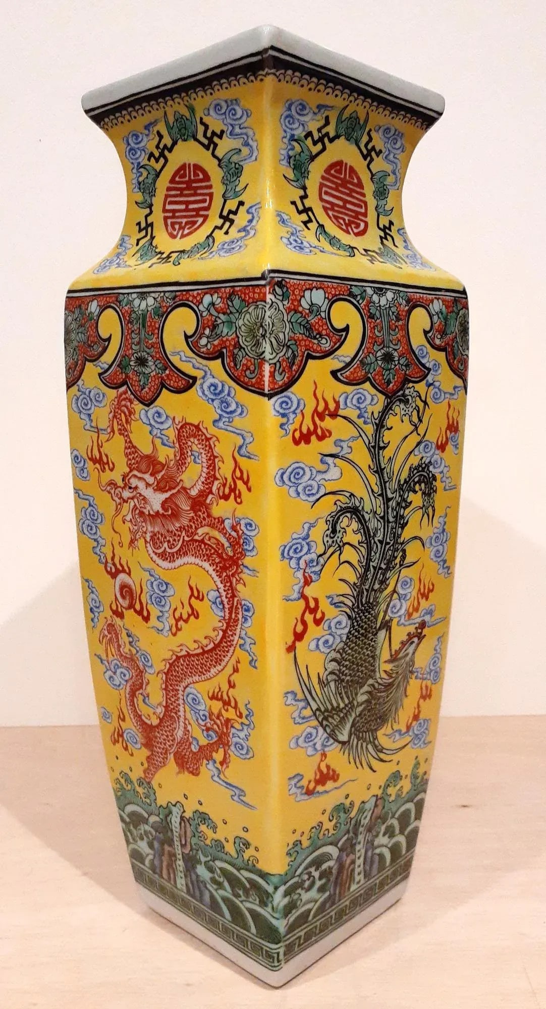 Early 20th Century Large Chinese Porcelain Dragon Phoenix Vase - 4