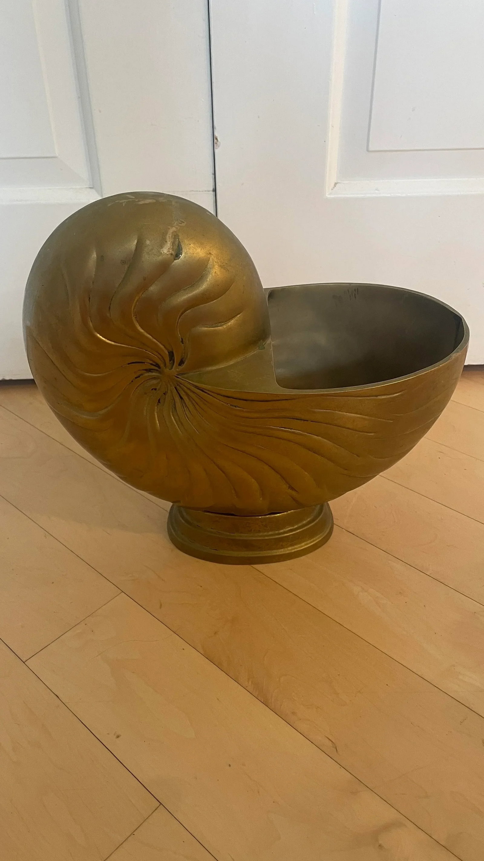 Vintage Brass Large Brass Nautilus Shell Planter Wine Holder Decor Frederick Cooper Attributed - 10