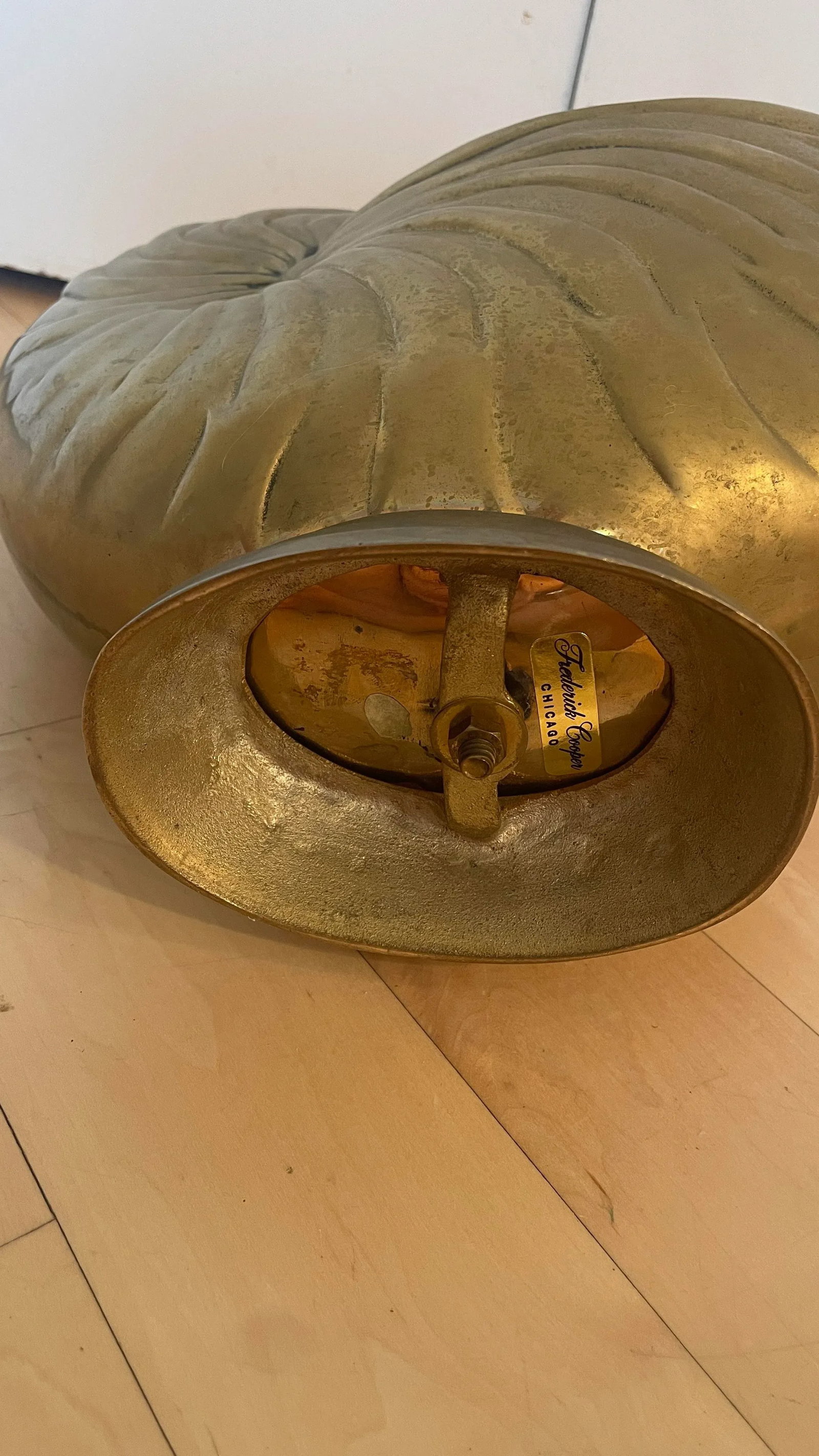 Vintage Brass Large Brass Nautilus Shell Planter Wine Holder Decor Frederick Cooper Attributed - 11