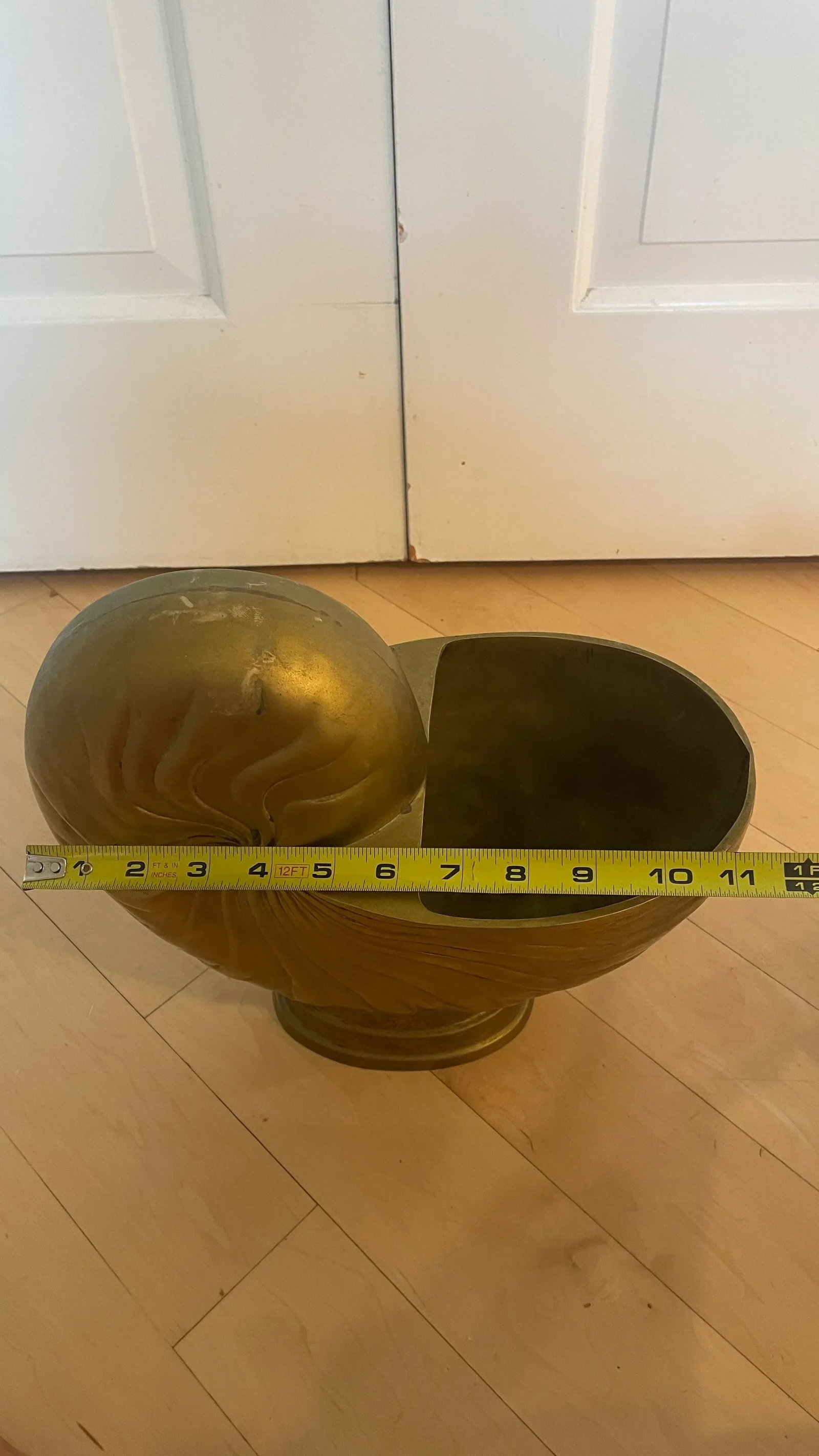 Vintage Brass Large Brass Nautilus Shell Planter Wine Holder Decor Frederick Cooper Attributed - 12