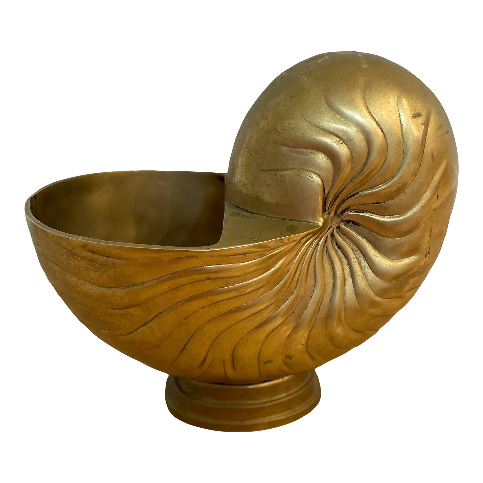 Vintage Brass Large Brass Nautilus Shell Planter Wine Holder Decor Frederick Cooper Attributed (1 of 12)