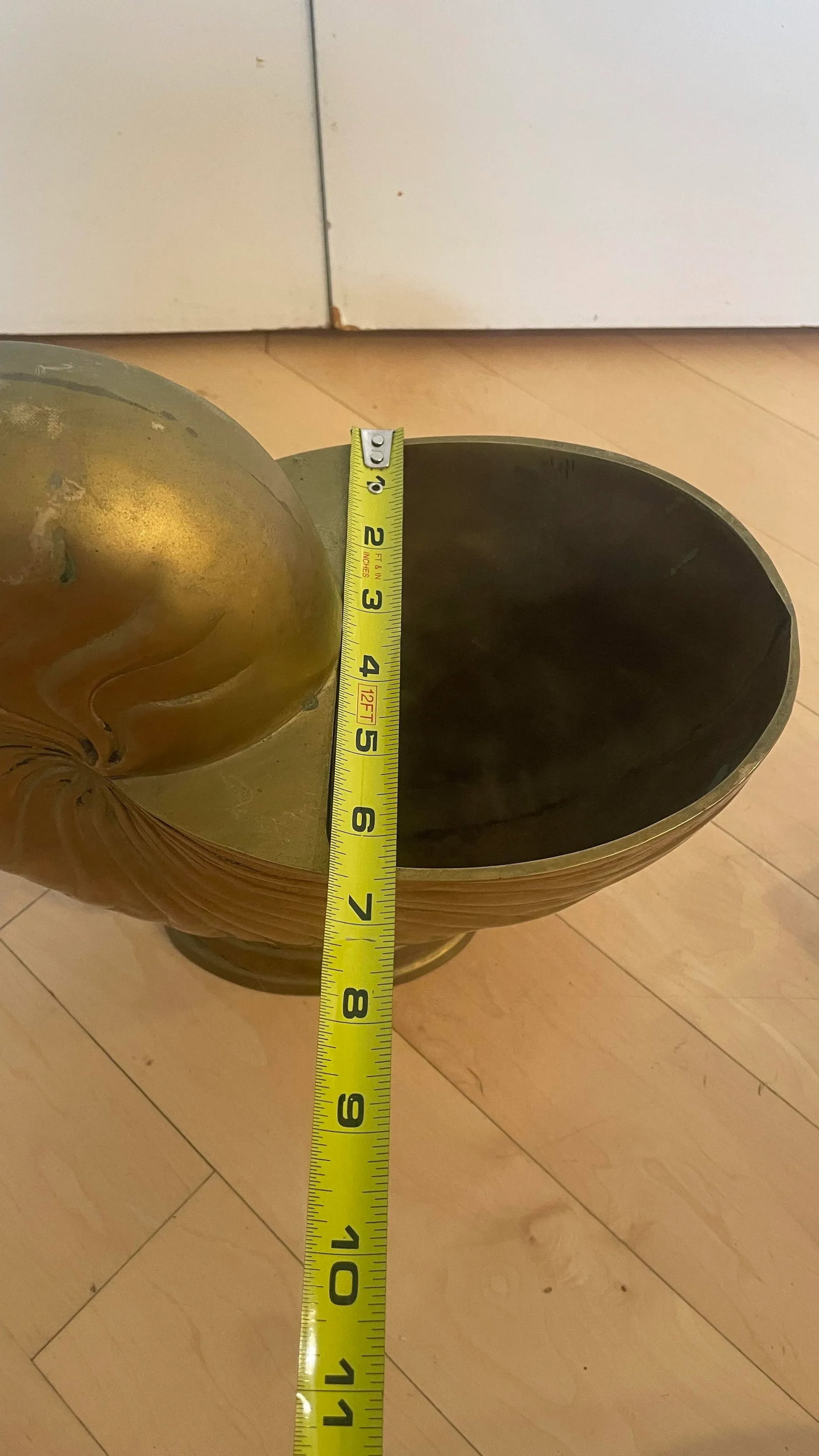 Vintage Brass Large Brass Nautilus Shell Planter Wine Holder Decor Frederick Cooper Attributed - 3