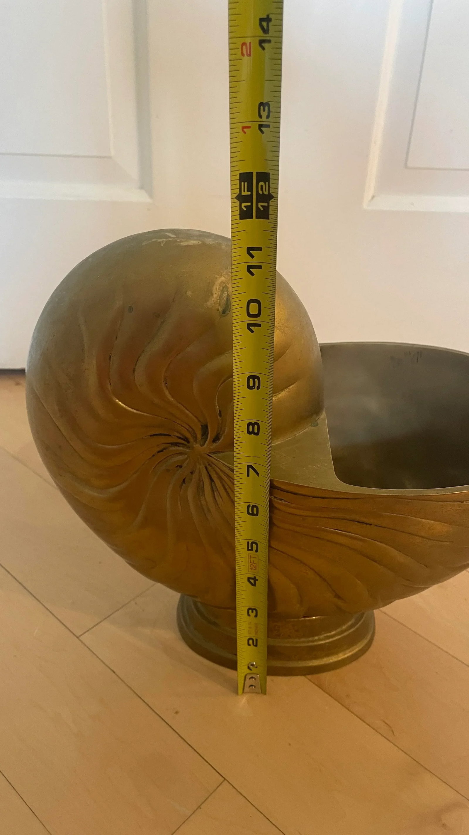 Vintage Brass Large Brass Nautilus Shell Planter Wine Holder Decor Frederick Cooper Attributed - 5