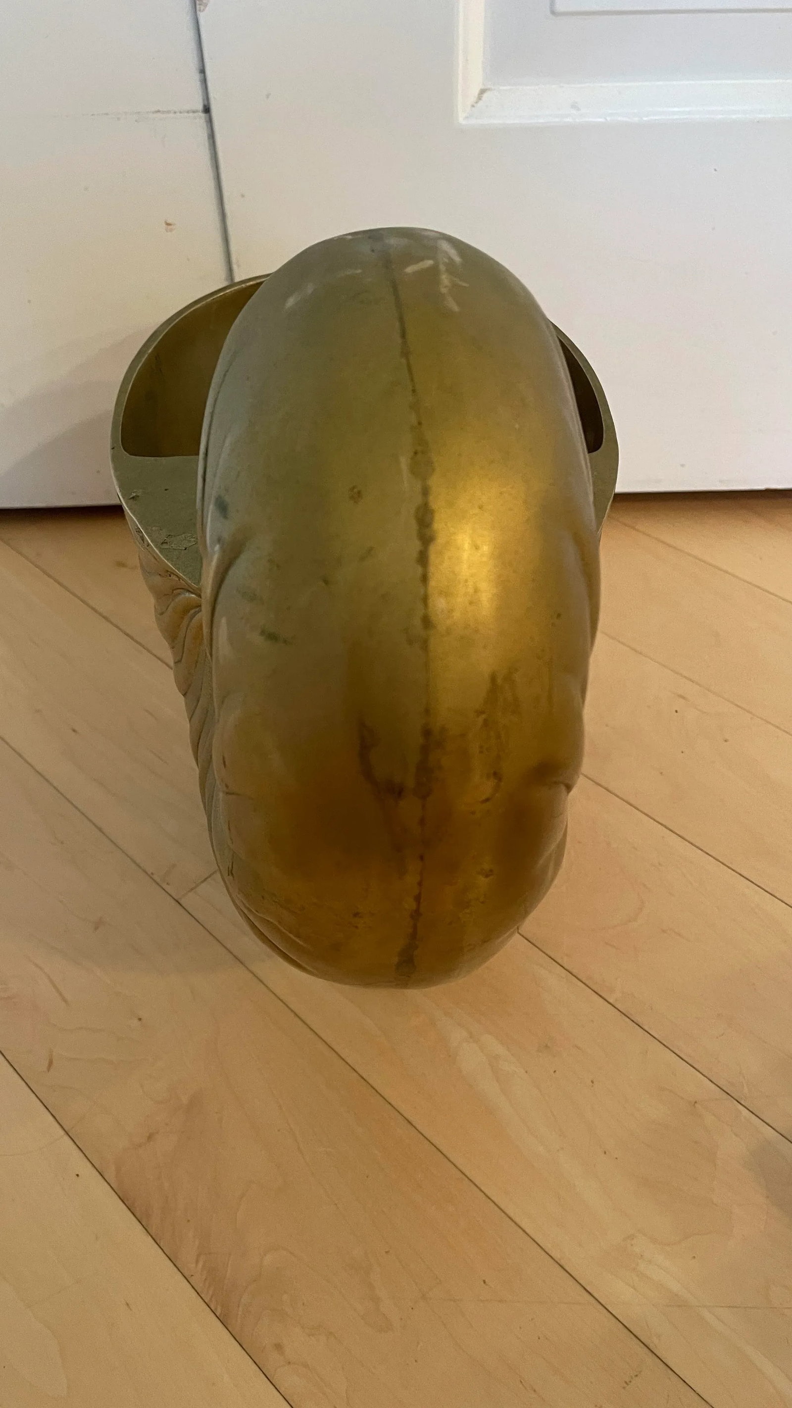 Vintage Brass Large Brass Nautilus Shell Planter Wine Holder Decor Frederick Cooper Attributed - 6