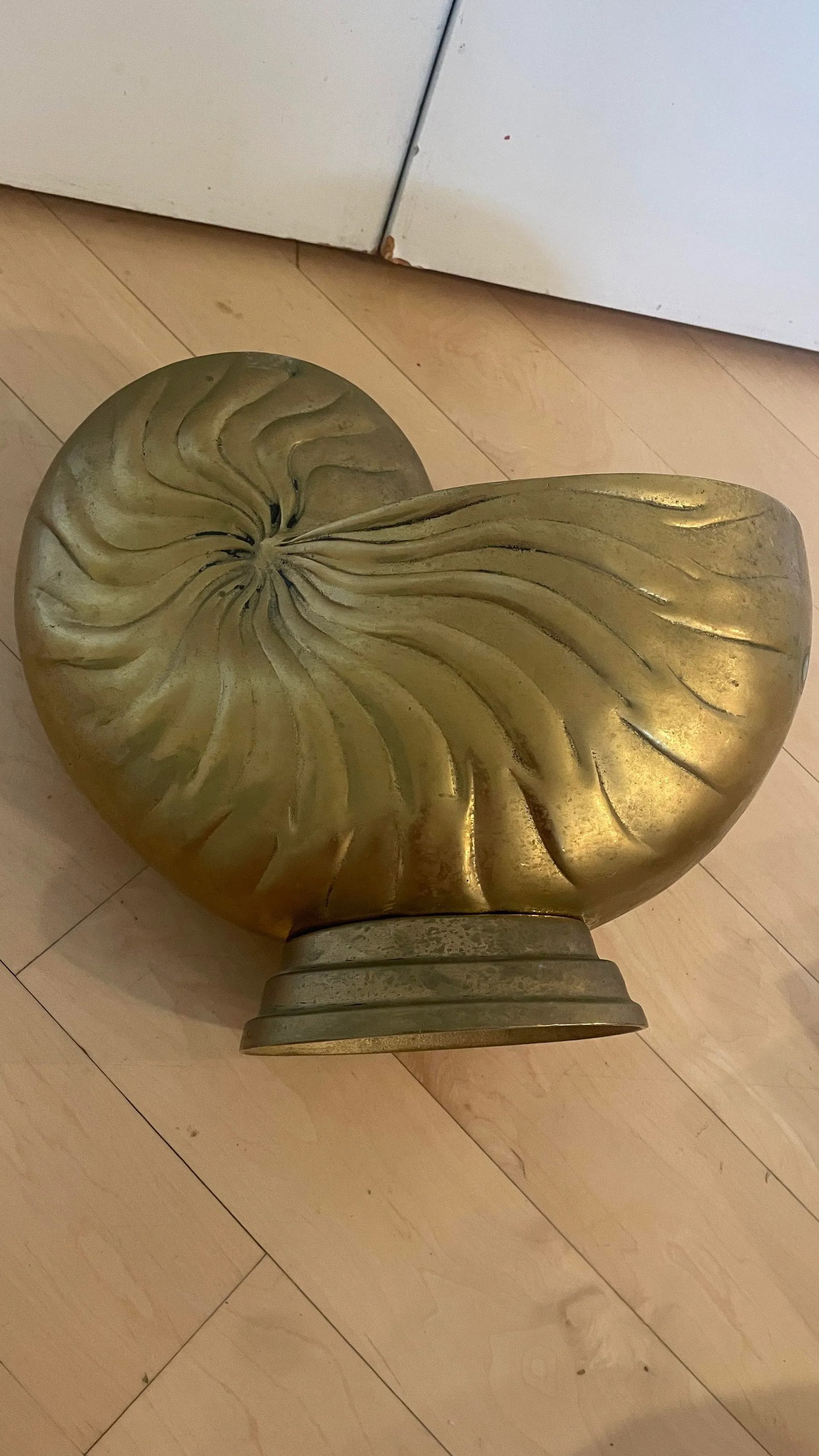 Vintage Brass Large Brass Nautilus Shell Planter Wine Holder Decor Frederick Cooper Attributed - 7