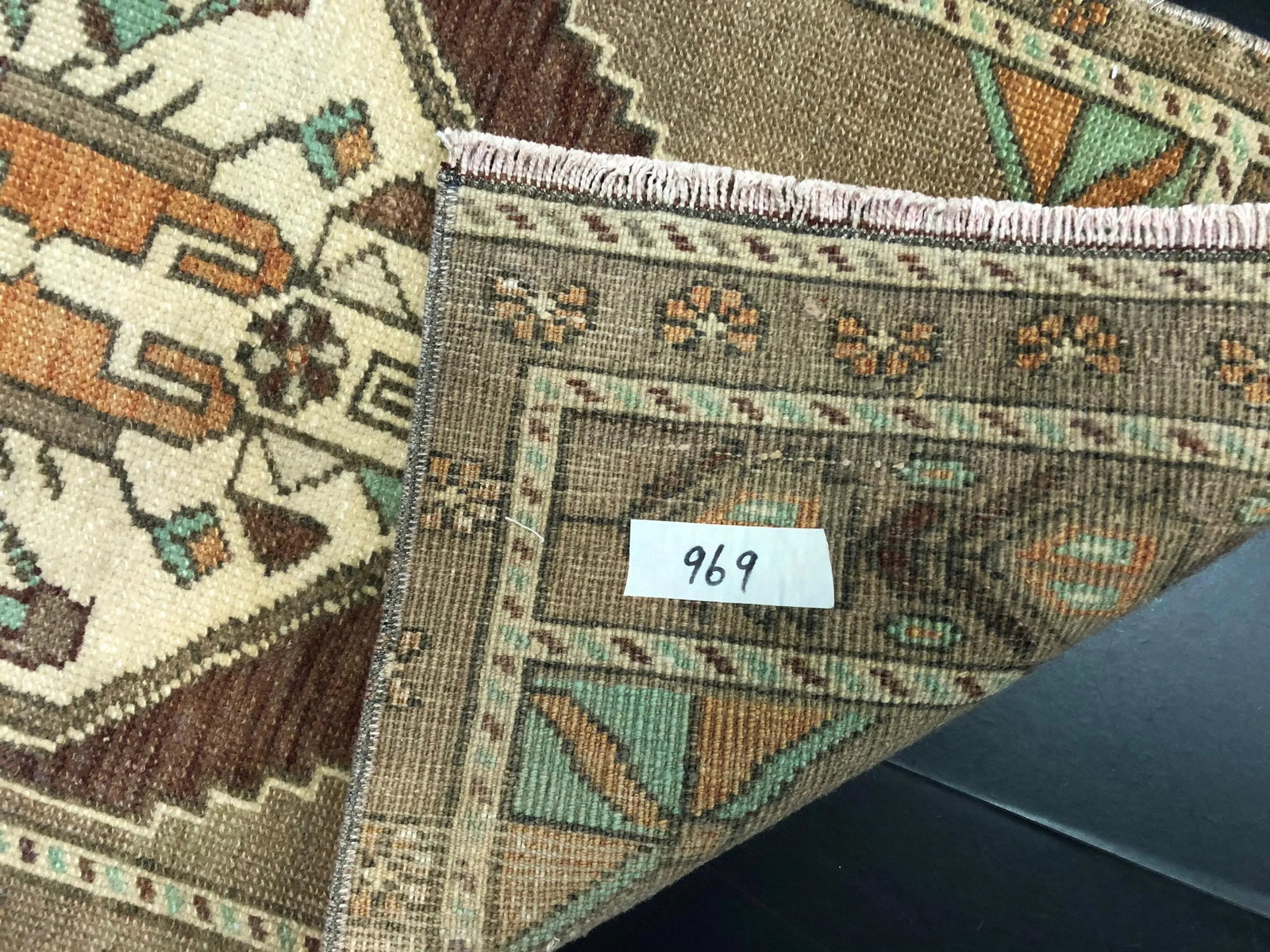Vintage Medallion Design Turkish Handmade Camel Small Rug - 5