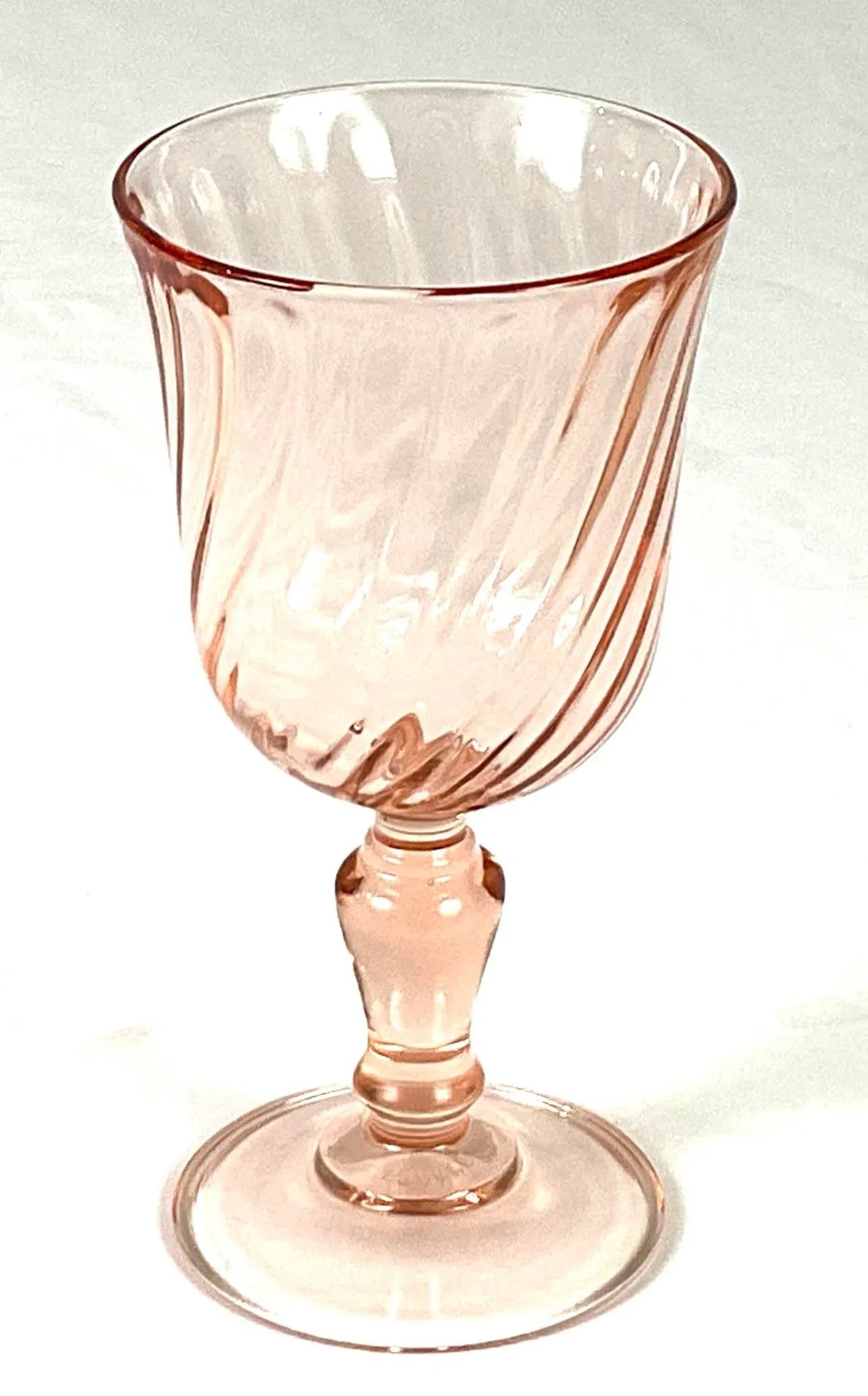 1960s Arcoroc Luminarc Rosaline Pink Swirl Water/Wine Goblets, Made in France -Set of 8 - 2