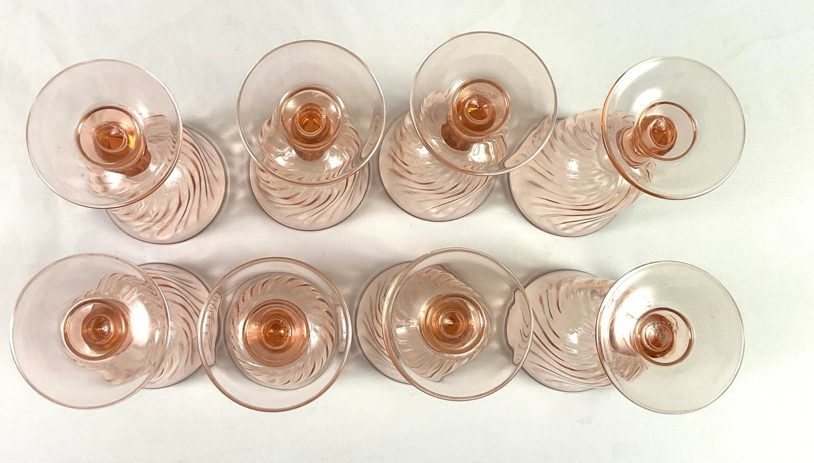 1960s Arcoroc Luminarc Rosaline Pink Swirl Water/Wine Goblets, Made in France -Set of 8 - 3