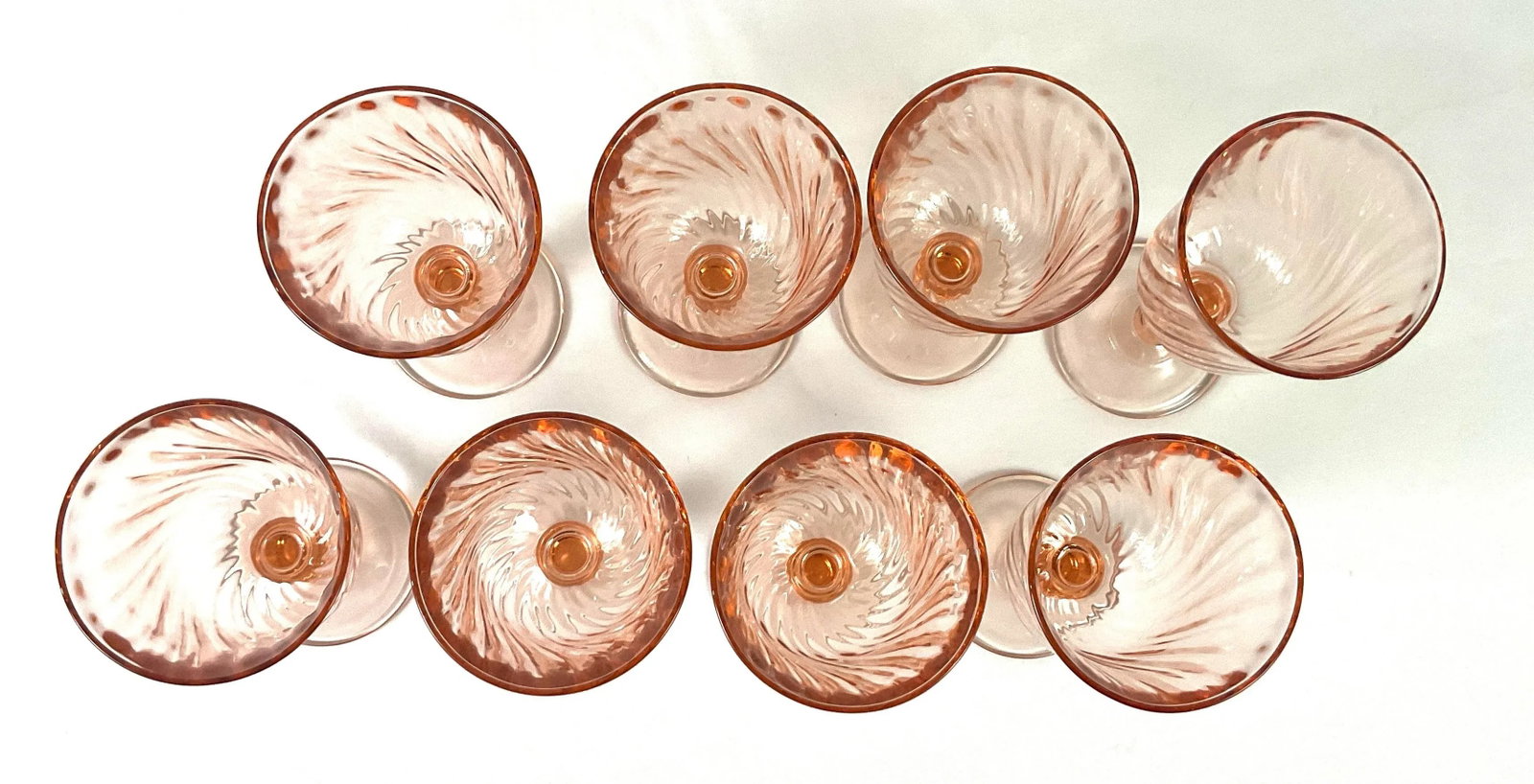 1960s Arcoroc Luminarc Rosaline Pink Swirl Water/Wine Goblets, Made in France -Set of 8 - 4