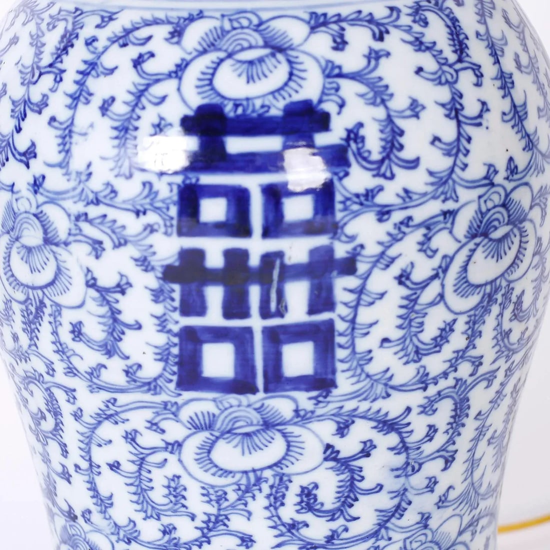 Pair of Blue and White Porcelain Happiness Jar Table Lamps - 5