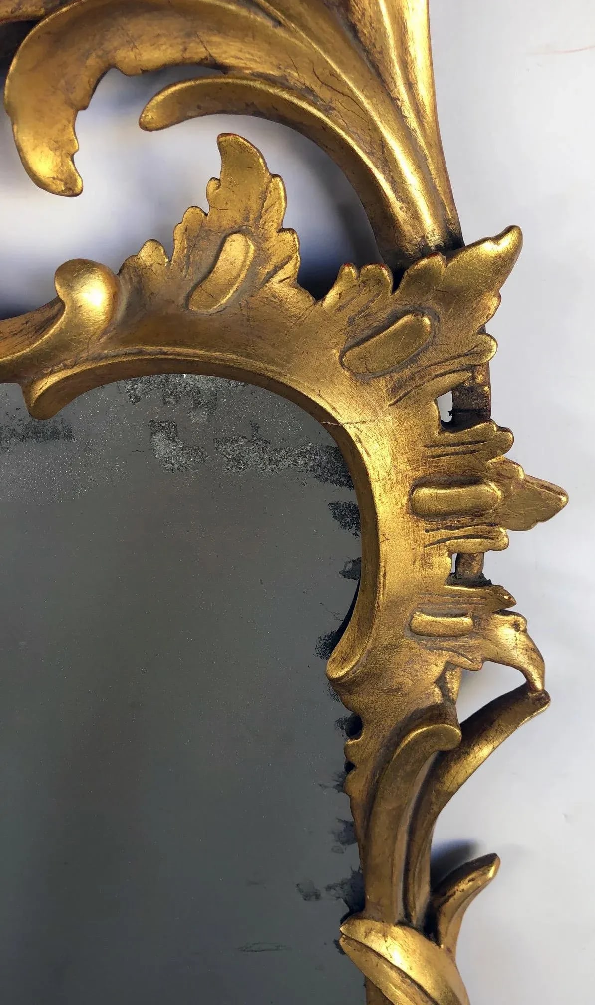 Late 19th Century Hand-Carved Continental Rococo Revival Foliate Giltwood Mirror - 8