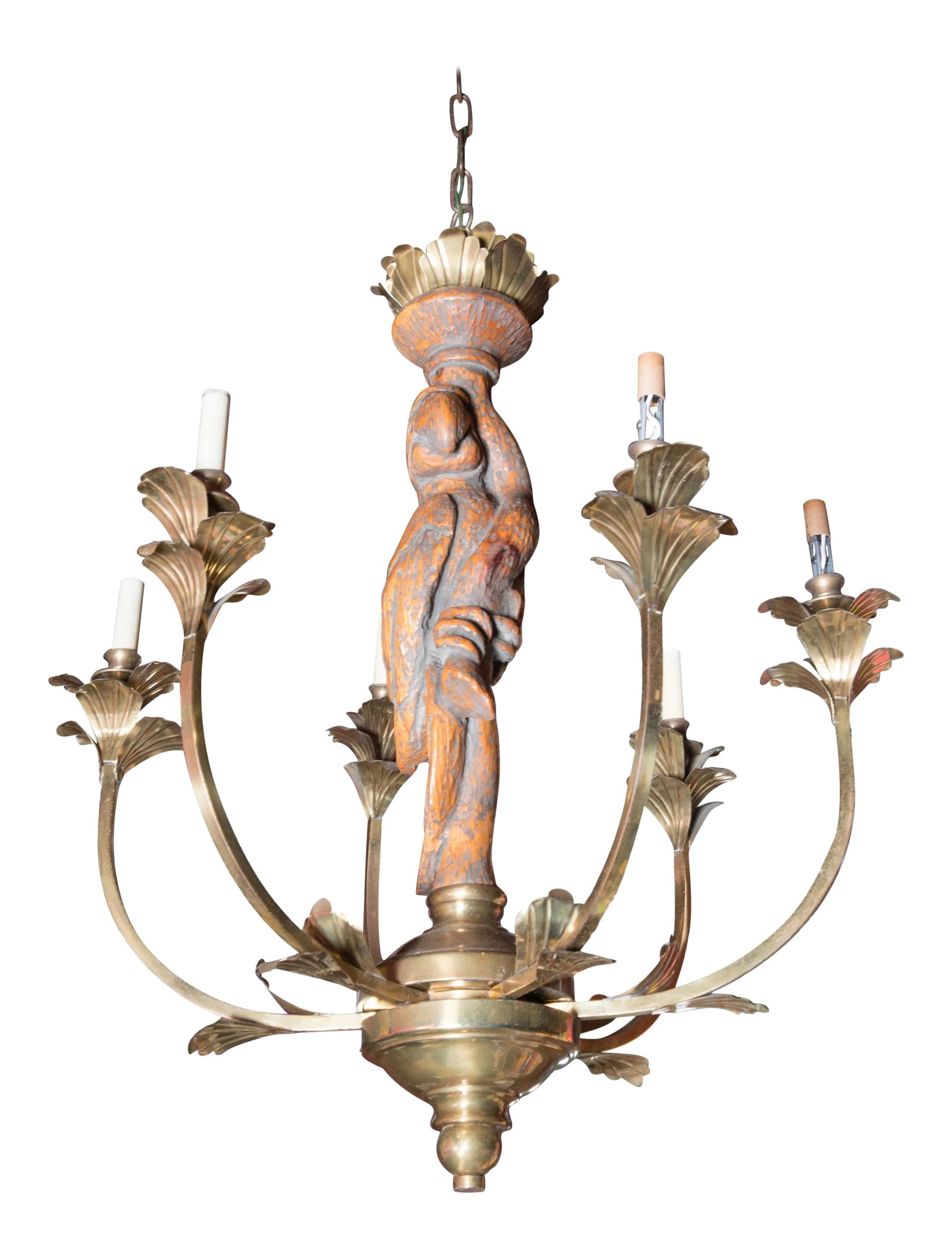 Large Carved Parrot & Brass Chandelier (1 of 13)
