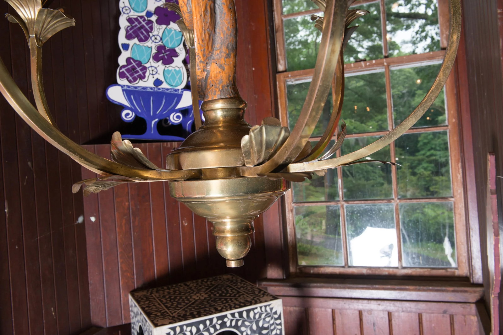Large Carved Parrot & Brass Chandelier - 7