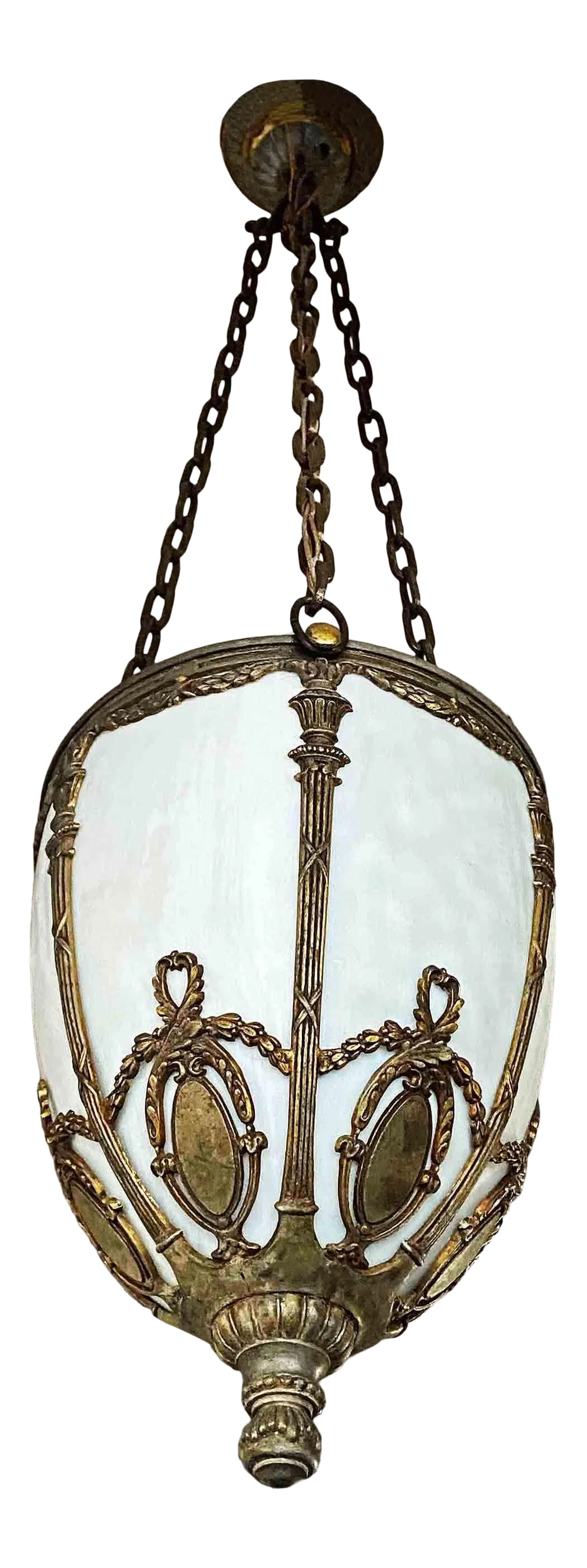 Antique Pendant Light With Opalescent Shade (1 of 4)