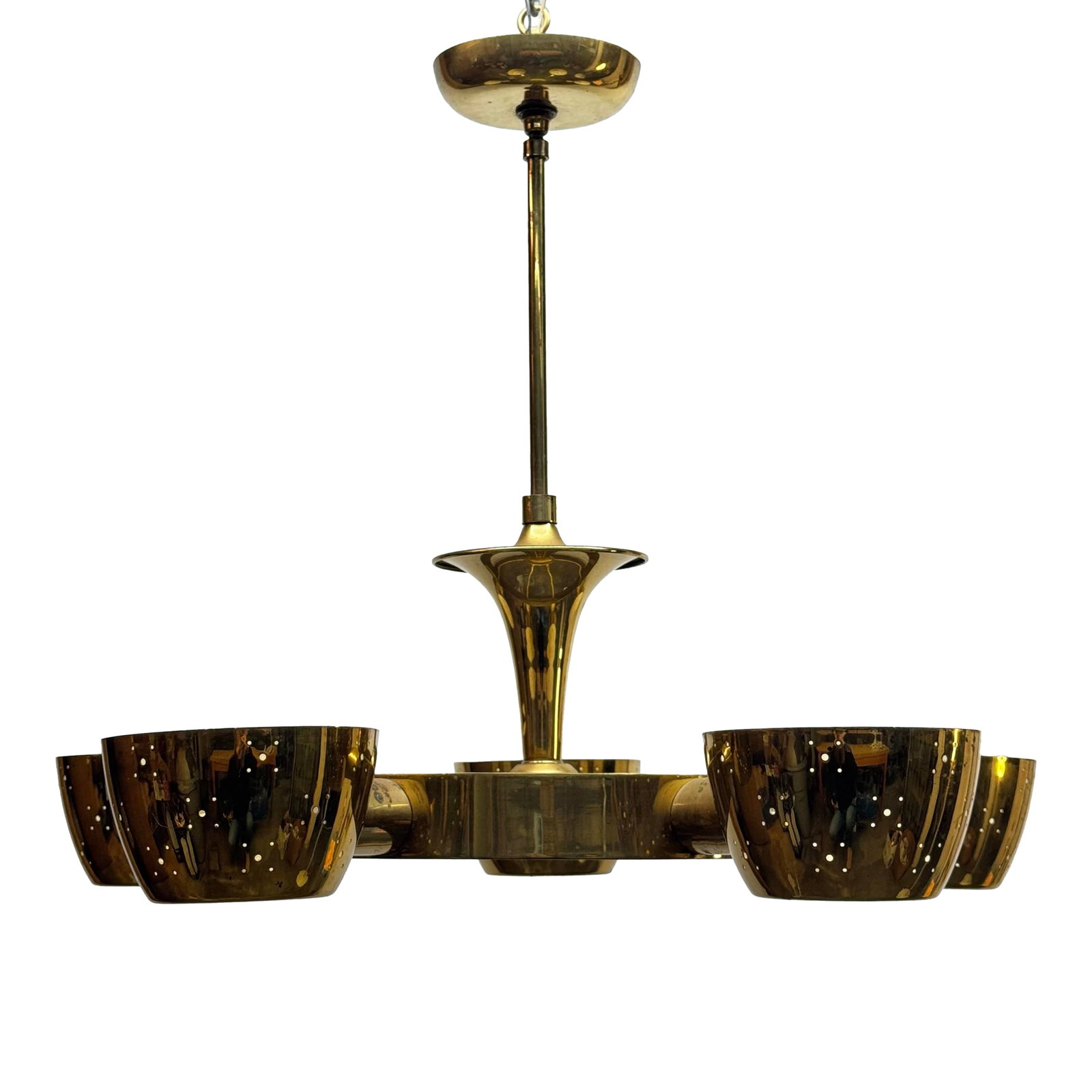 1950s Gerald Thurston for Lightolier Five Light Brass Chandelier (1 of 6)