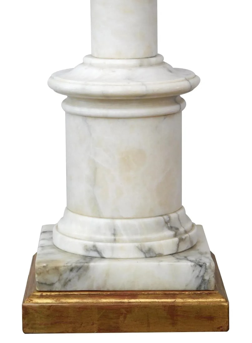 1950's Italian Carrara Marble Columnar Lamp - 2