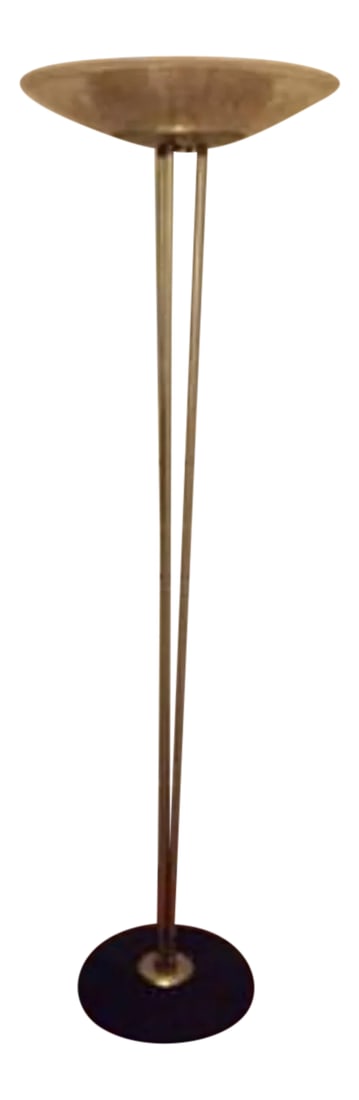 1960s Mid Century Gerald Thurston Atomic Floor Lamp With Gold Fleck Pebble Enameled Glass Shade by C (1 of 11)