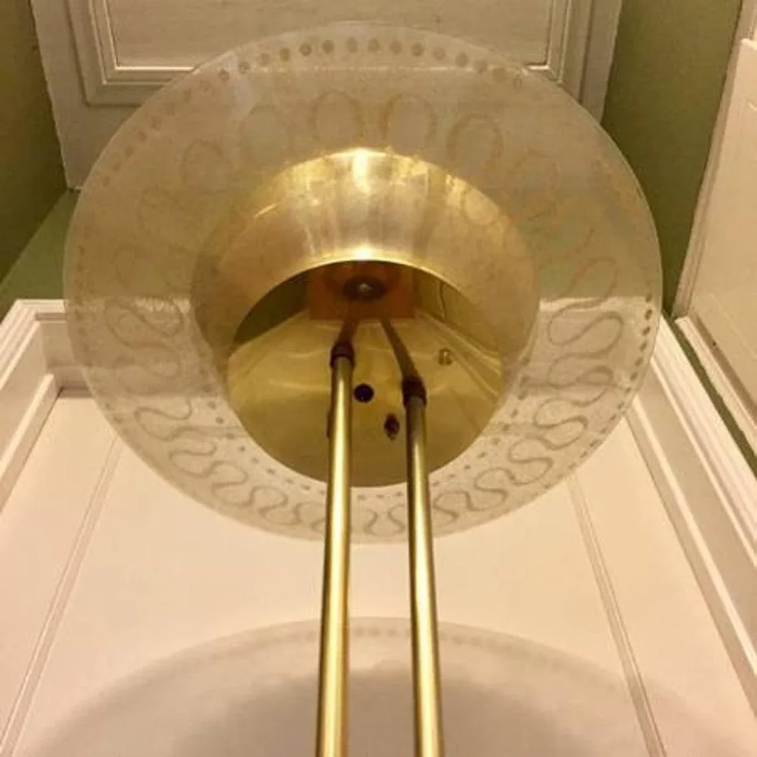 1960s Mid Century Gerald Thurston Atomic Floor Lamp With Gold Fleck Pebble Enameled Glass Shade by C - 6