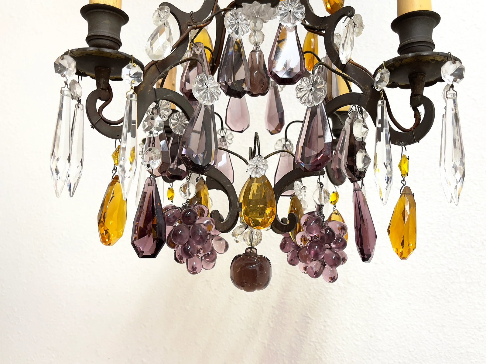 Vintage Chandelier With Murano Glass Fruit - 11