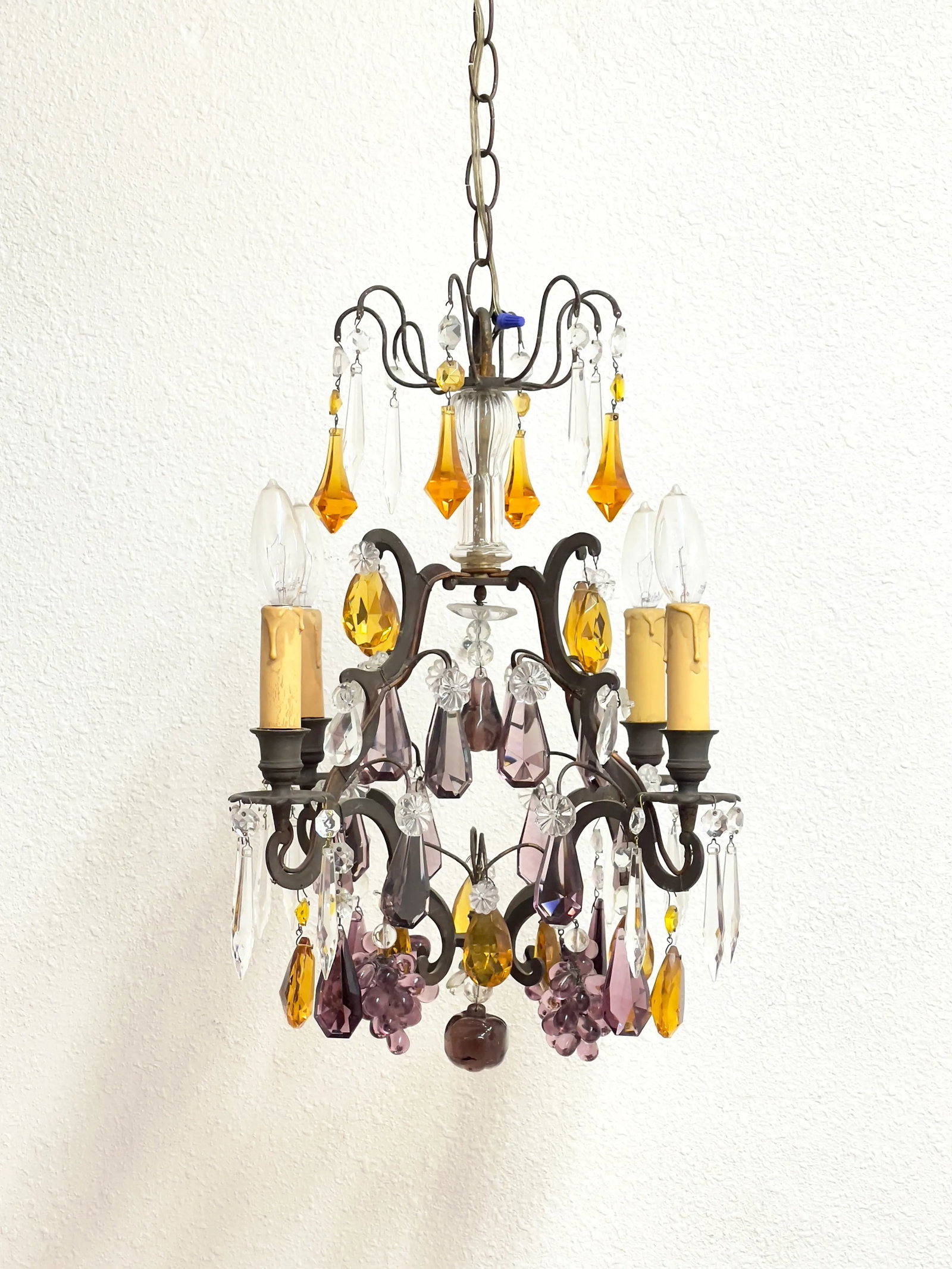 Vintage Chandelier With Murano Glass Fruit - 13