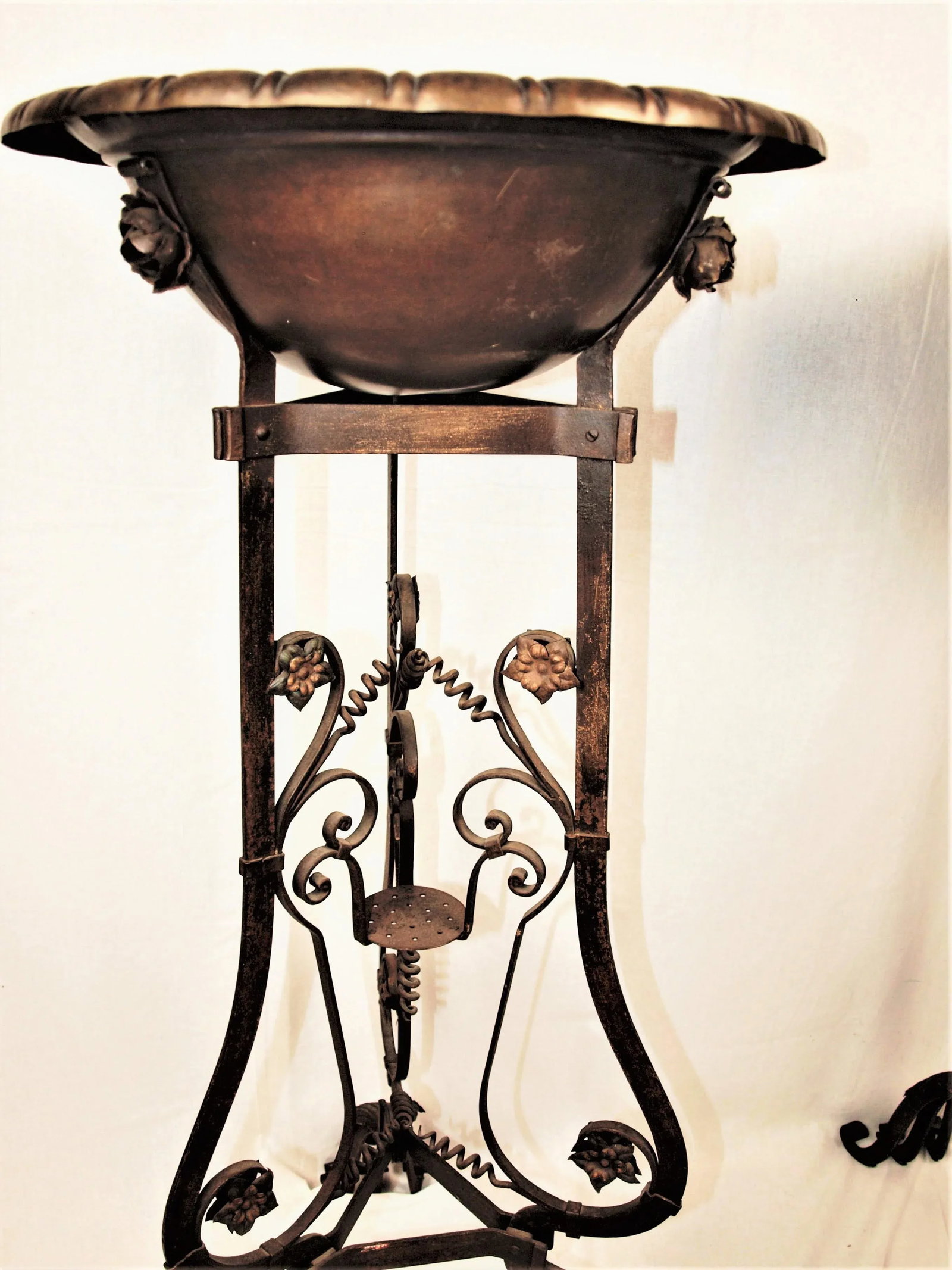Antique Art Nouveau Iron Brass and Copper Planters - A Pair - 2