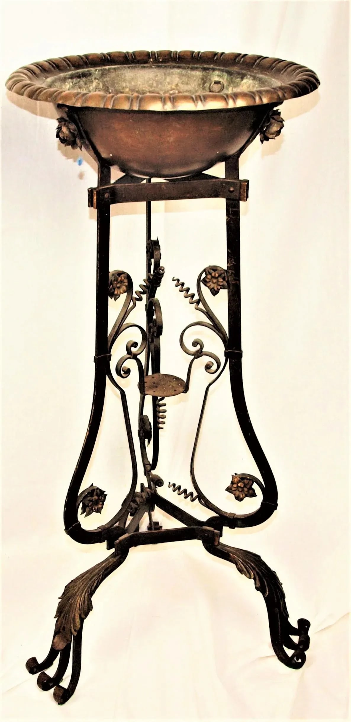 Antique Art Nouveau Iron Brass and Copper Planters - A Pair - 5