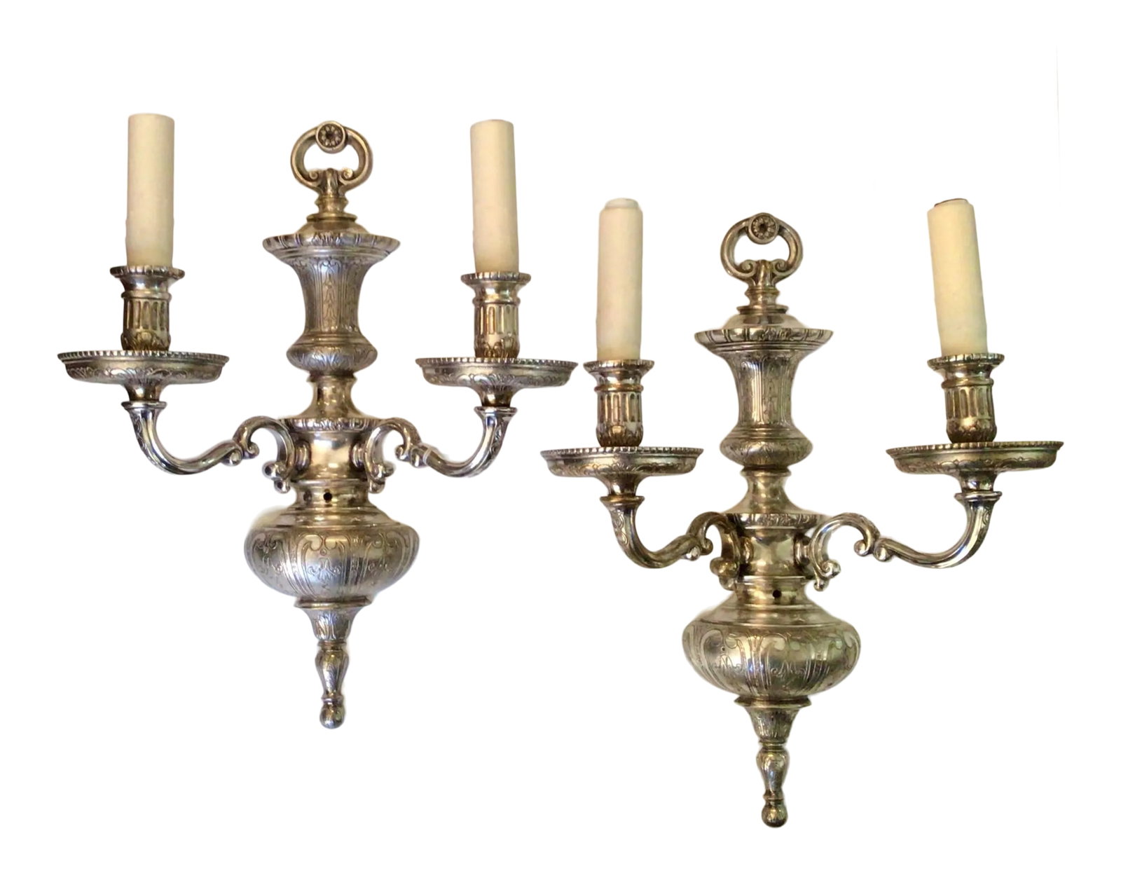 Early 20th Century Sterling Bronze Co Ef Caldwell Style Silvered Bronze Sconces - a Pair (1 of 10)