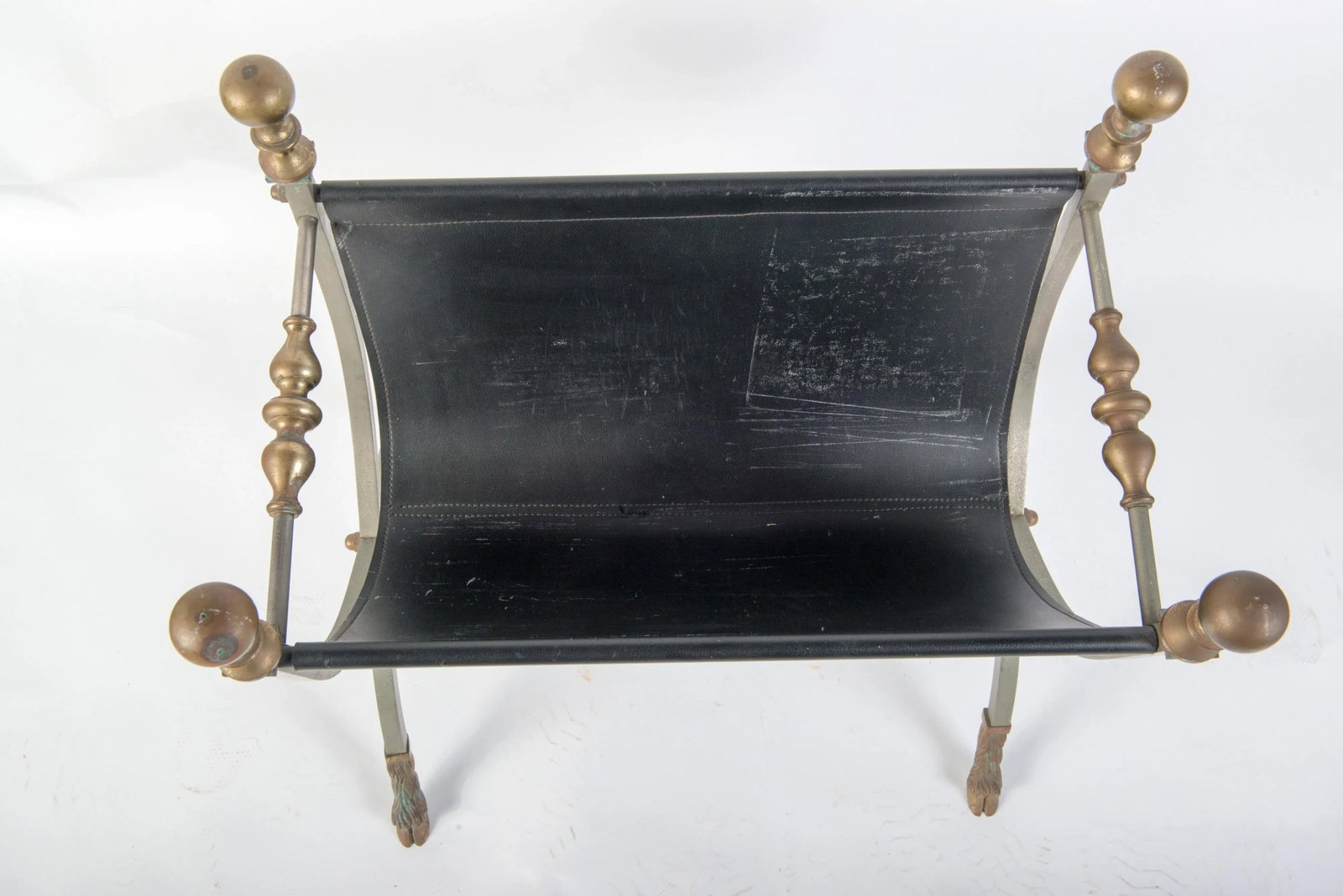 Steel, Brass & Leather Maison Jansen Style Magazine Stand - 5