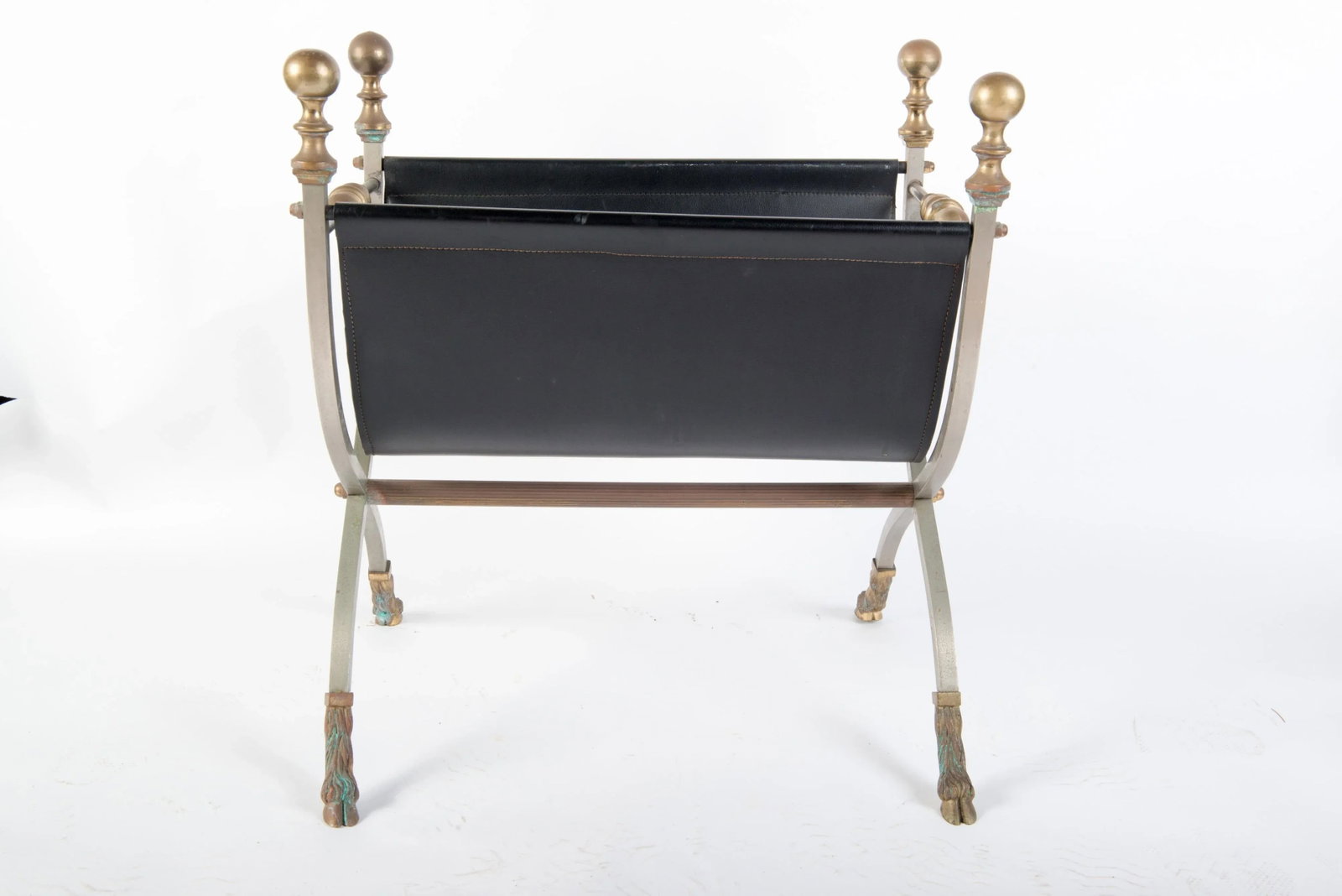 Steel, Brass & Leather Maison Jansen Style Magazine Stand - 7