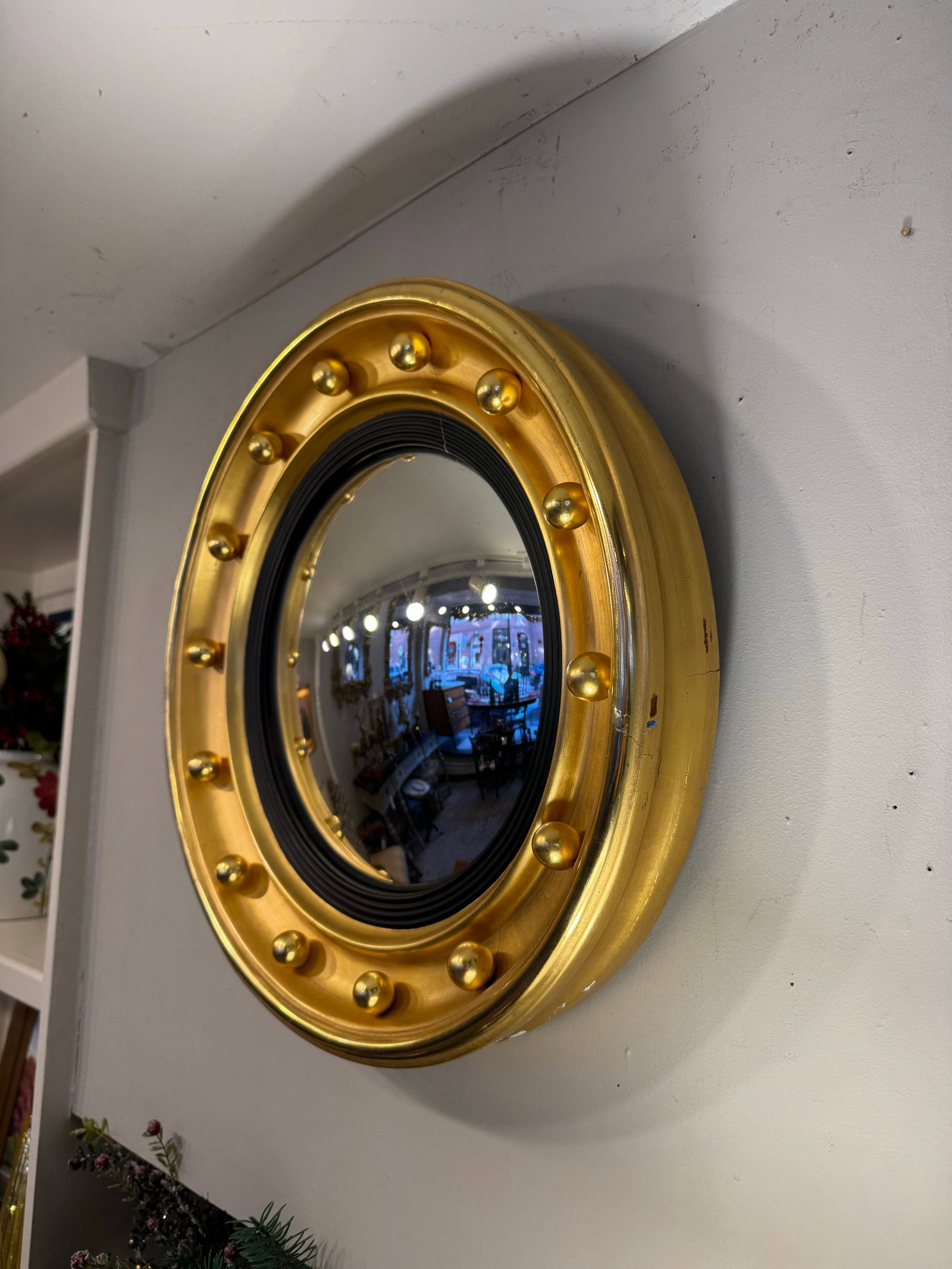 Antique Convex Gilt Mirror - 2
