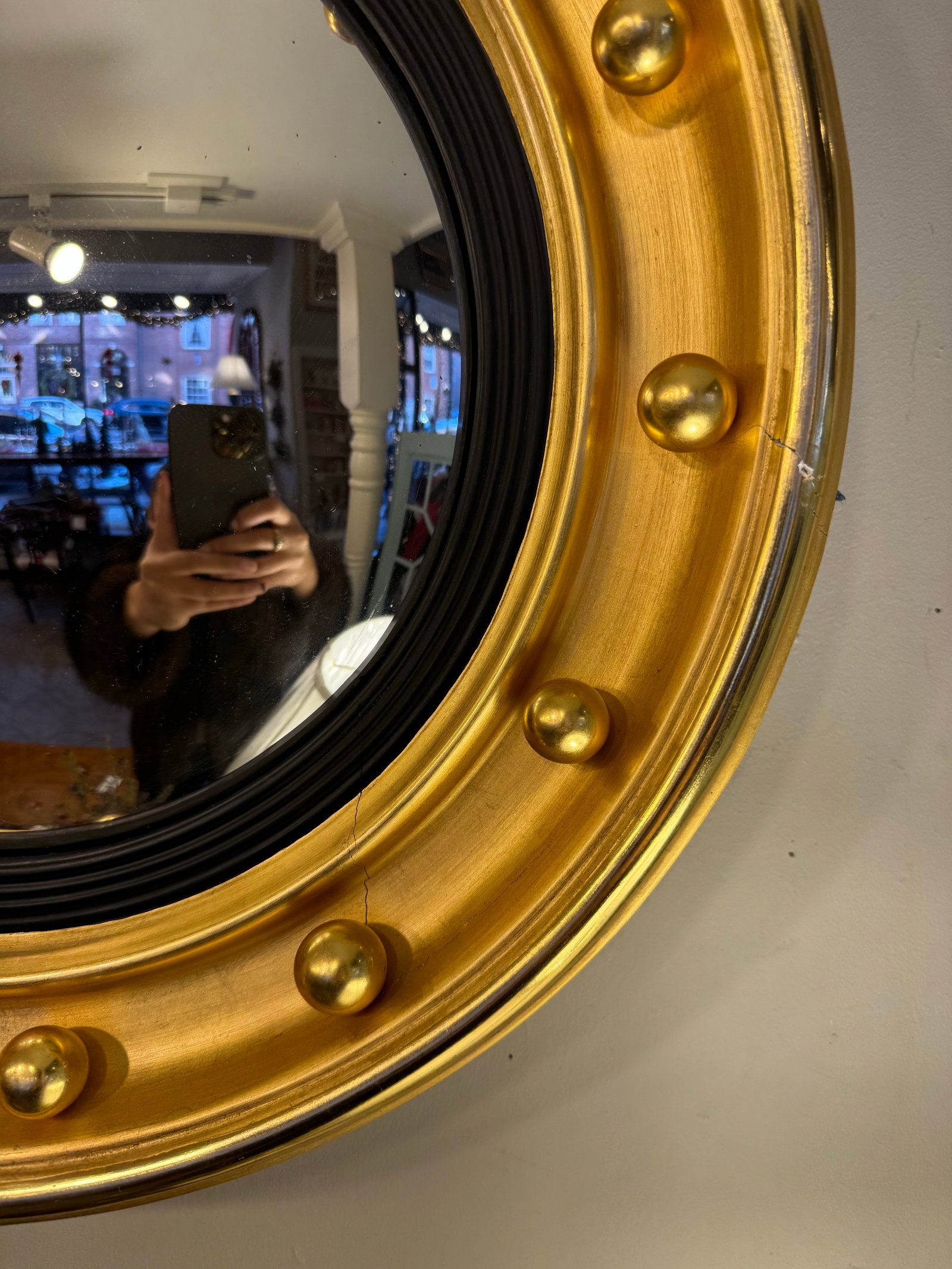 Antique Convex Gilt Mirror - 5