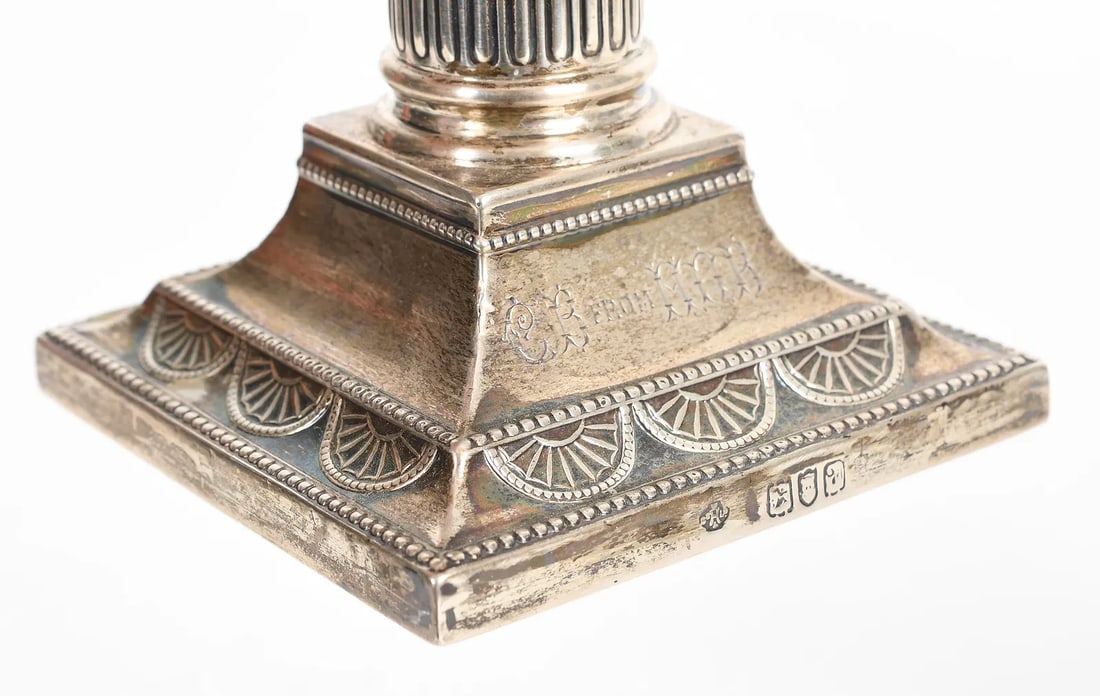 London Sterling Silver Candlesticks, Dated 1896/1897 - 3