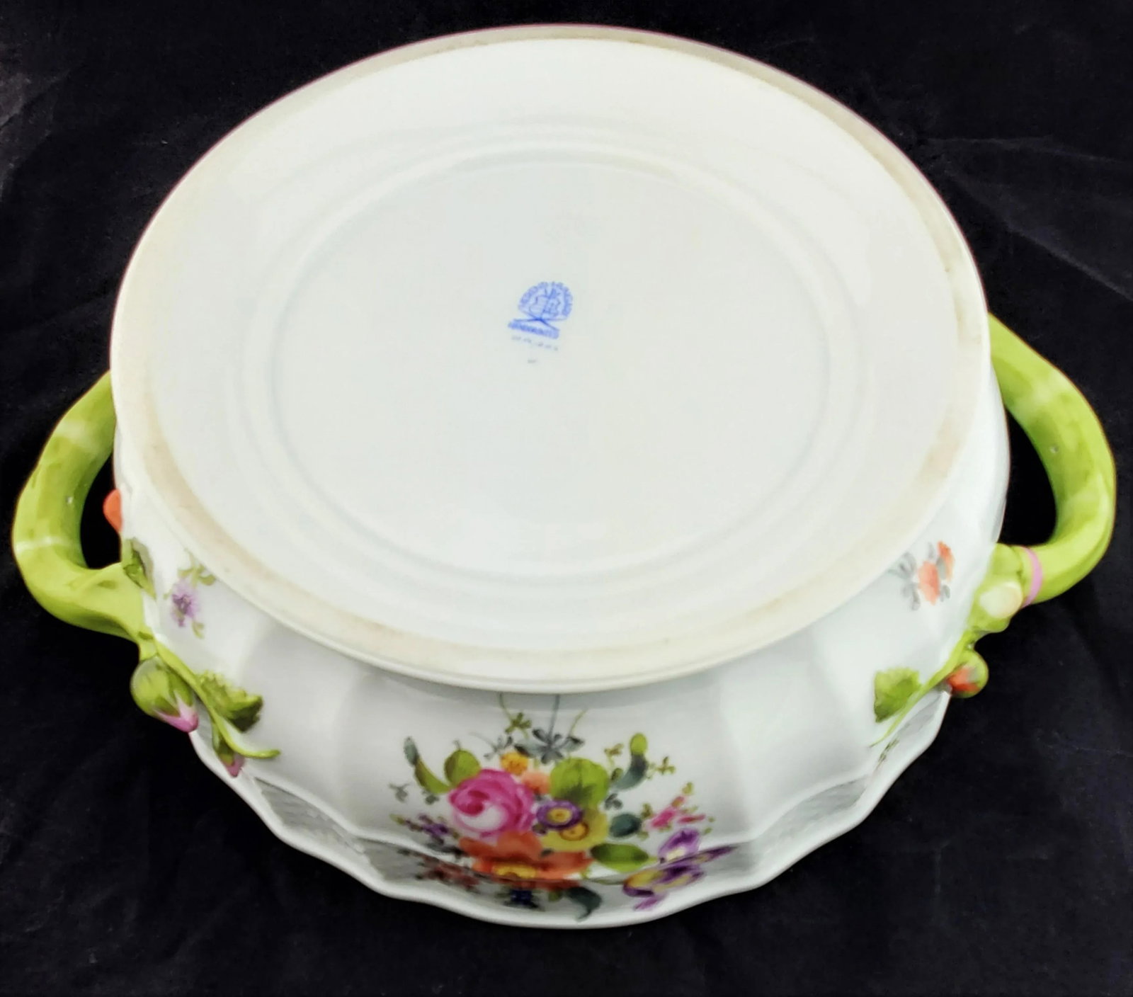 Vintage Herend Hungary Bouquet De Flowers Large Tureen Branch Lid Handle - 9