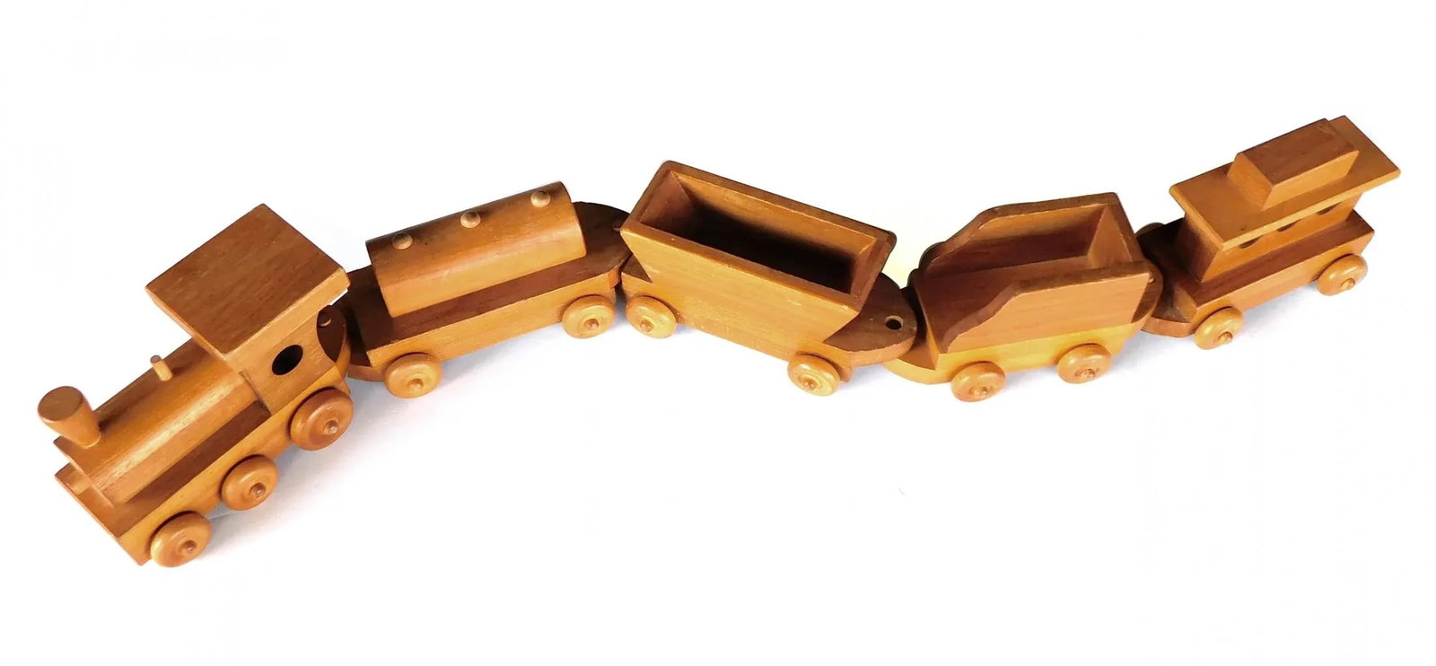 1950s Wooden Train Set Attributed to Montgomery Schoolhouse, Vermont - 5 Piece Set - 7