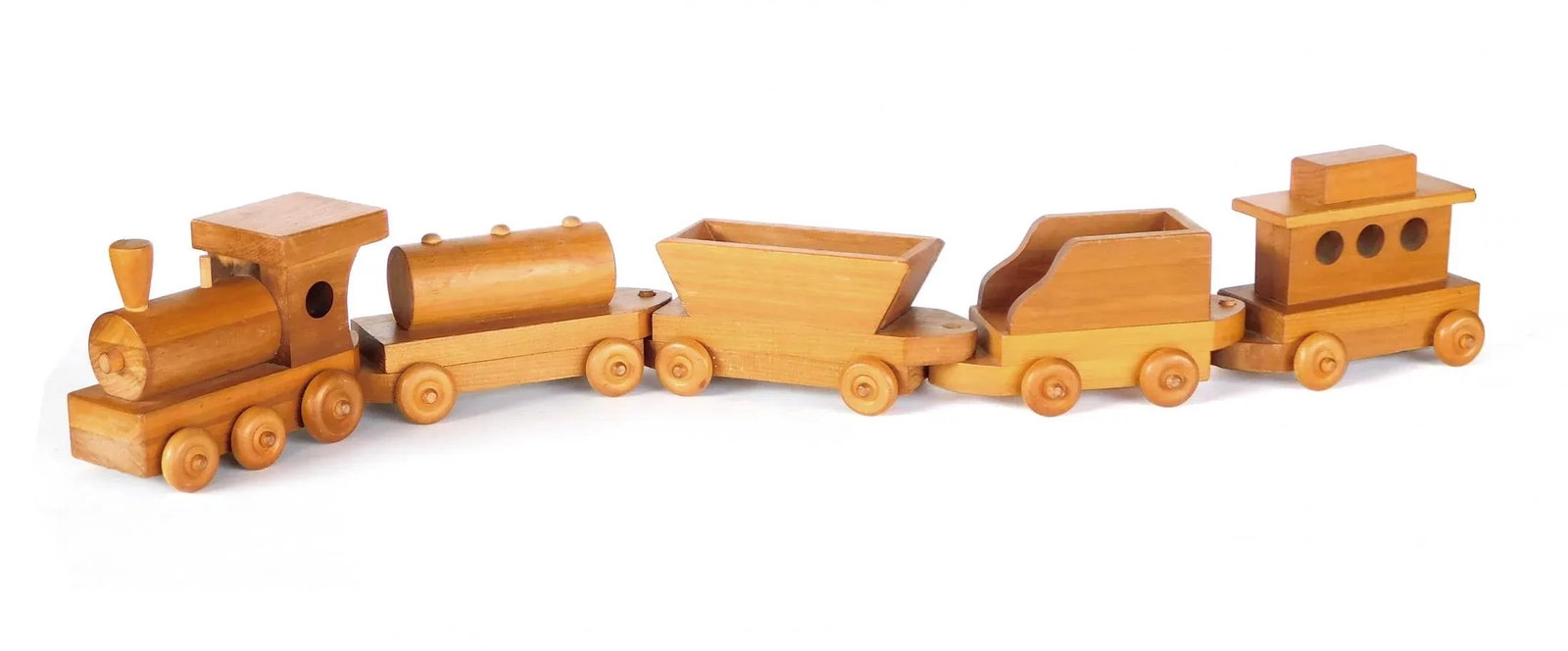 1950s Wooden Train Set Attributed to Montgomery Schoolhouse, Vermont - 5 Piece Set - 9