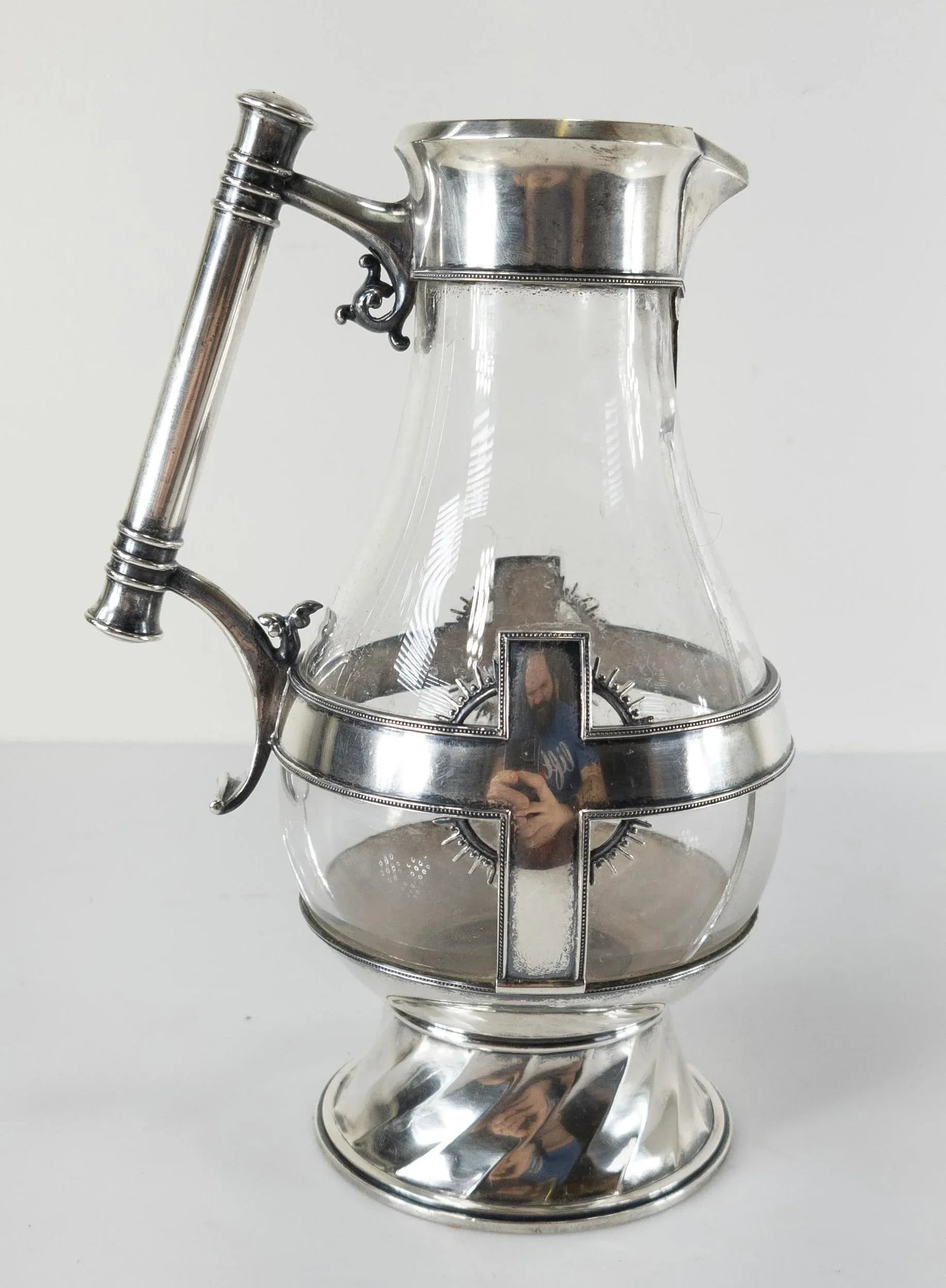 Sterling Silver and Glass Aesthetic Religious Pitcher by Tiffany & Co - 12