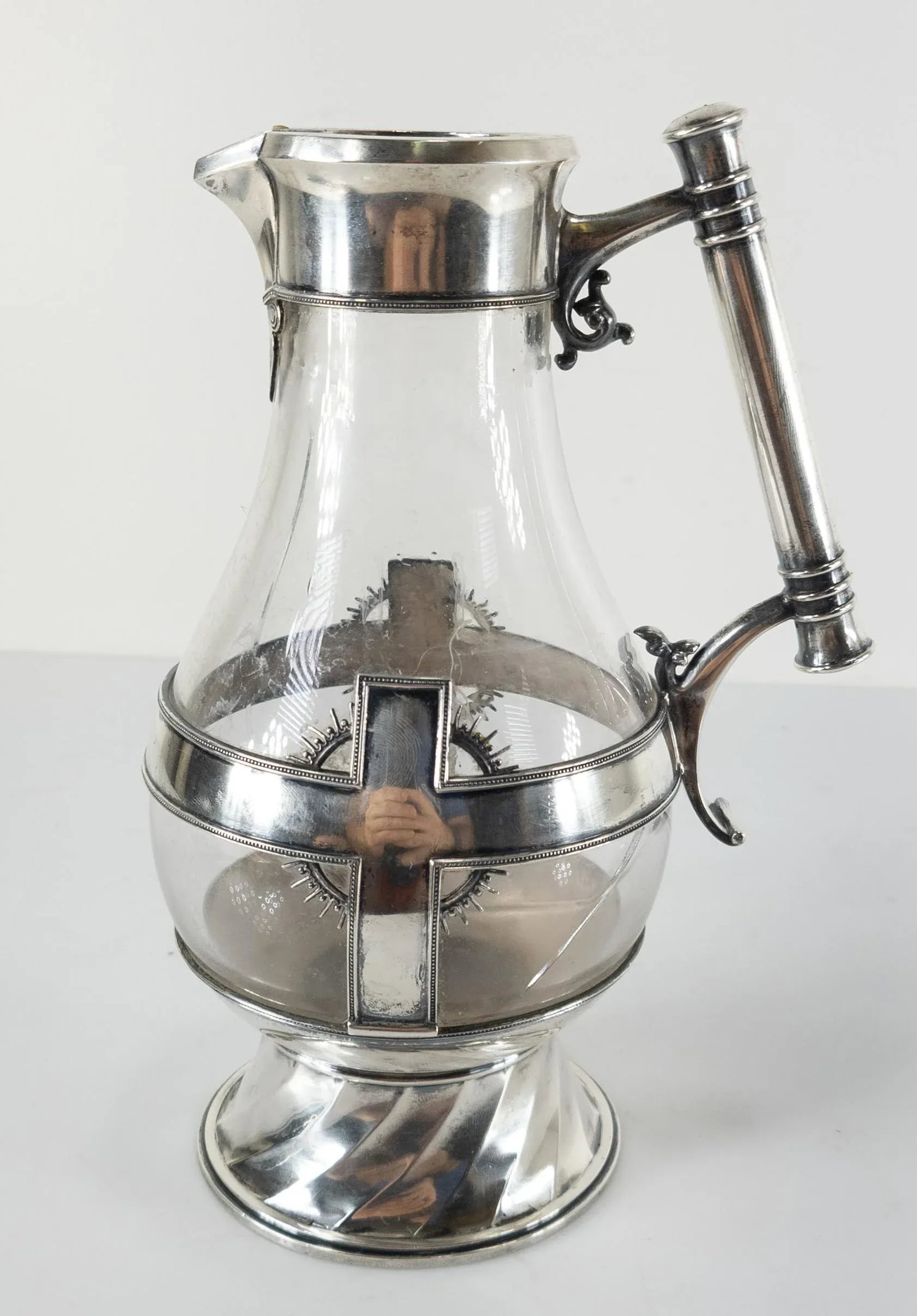 Sterling Silver and Glass Aesthetic Religious Pitcher by Tiffany & Co - 4