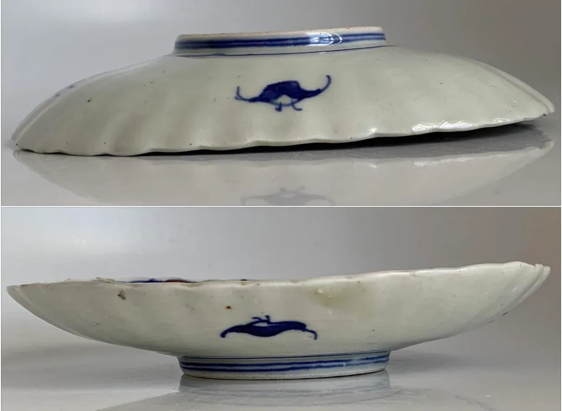 Antique Mid 19th Early Meiji Period Japanese Imari Oval Dish Charger Scalloped Rim - 10