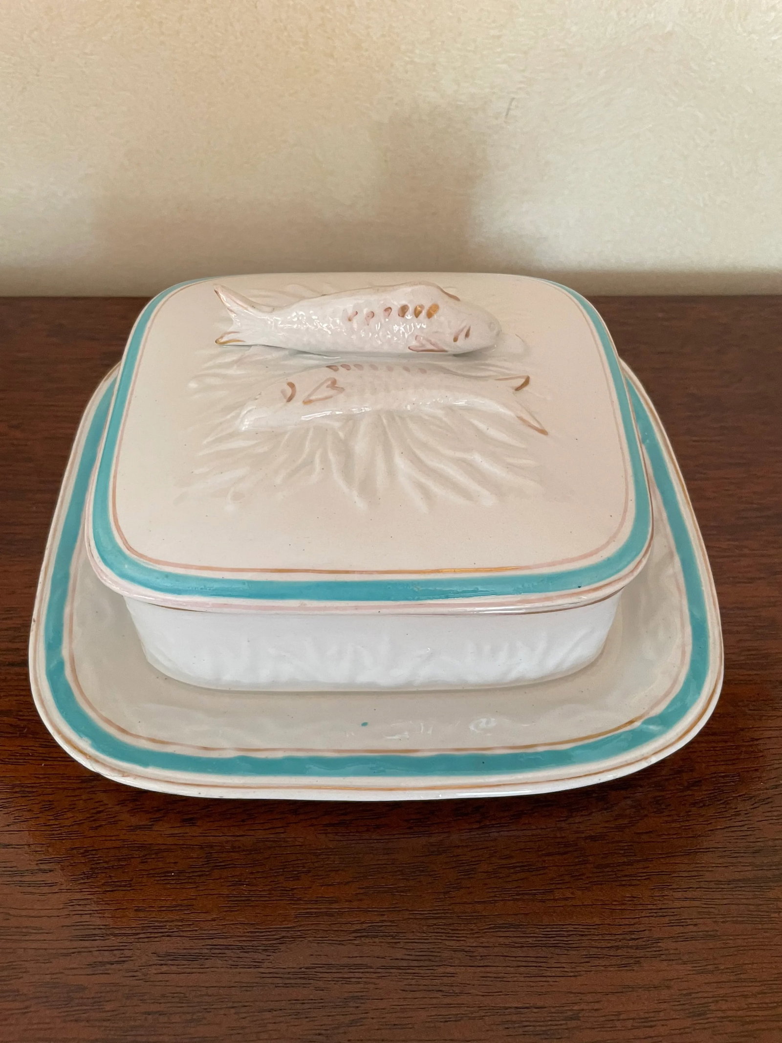 Antique Late 19th Century French Porcelain Sardine Box on Tray - 11
