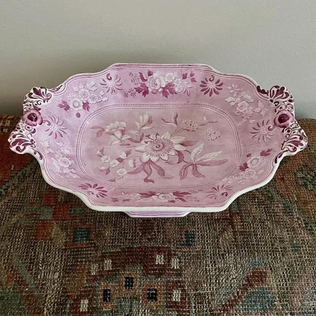 Antique English Purple Pink Compote Dish - 2