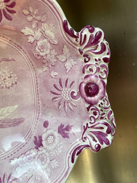 Antique English Purple Pink Compote Dish - 4