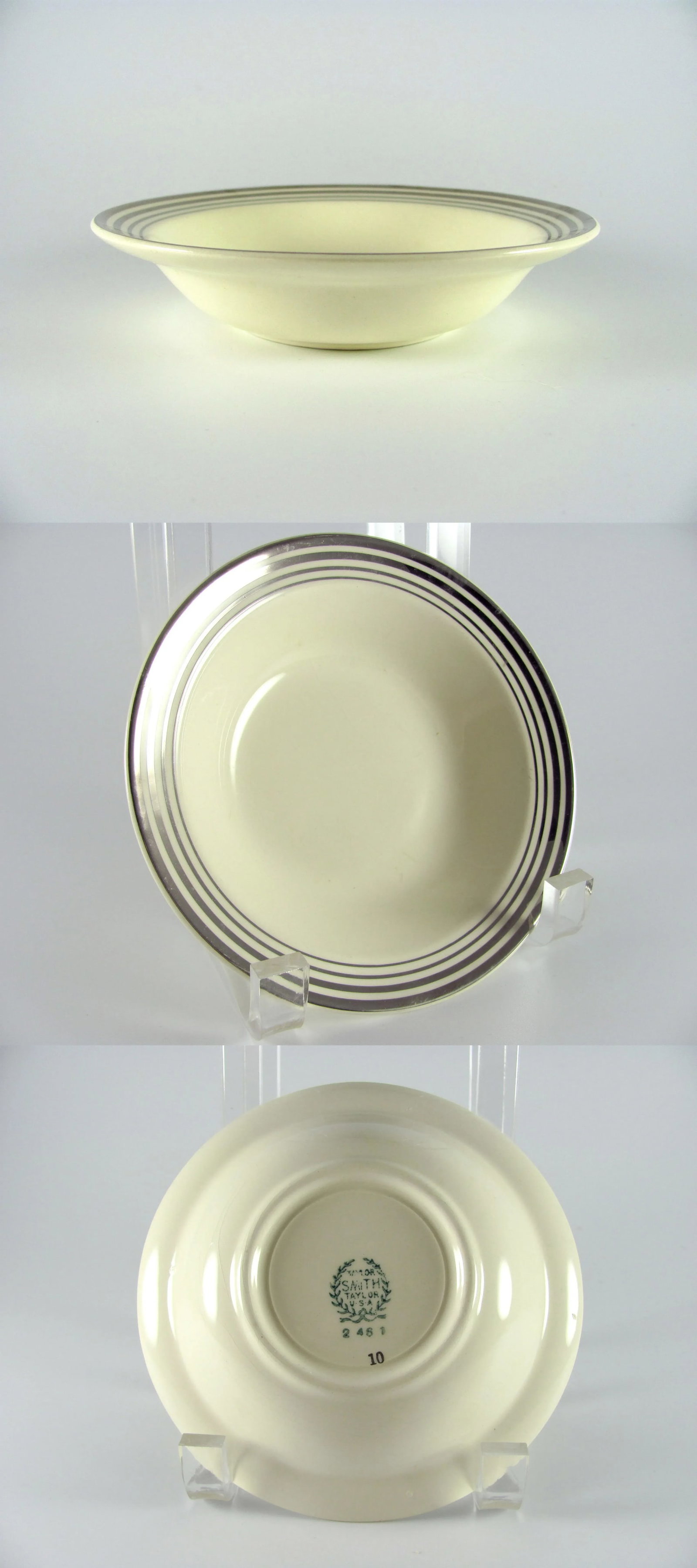 1940s Art Deco Platinum Bands Service for 4 Dinnerware Set - 28 Piece - 10