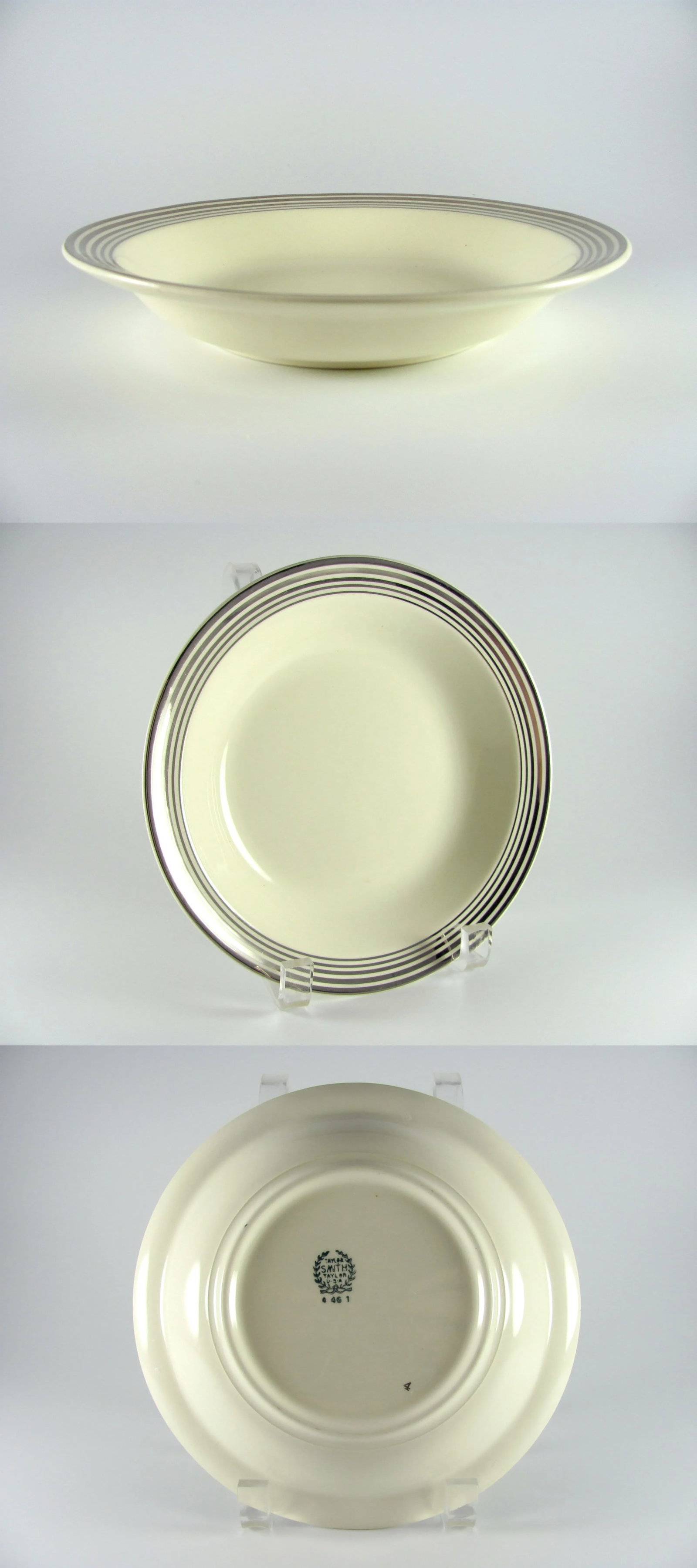 1940s Art Deco Platinum Bands Service for 4 Dinnerware Set - 28 Piece - 9
